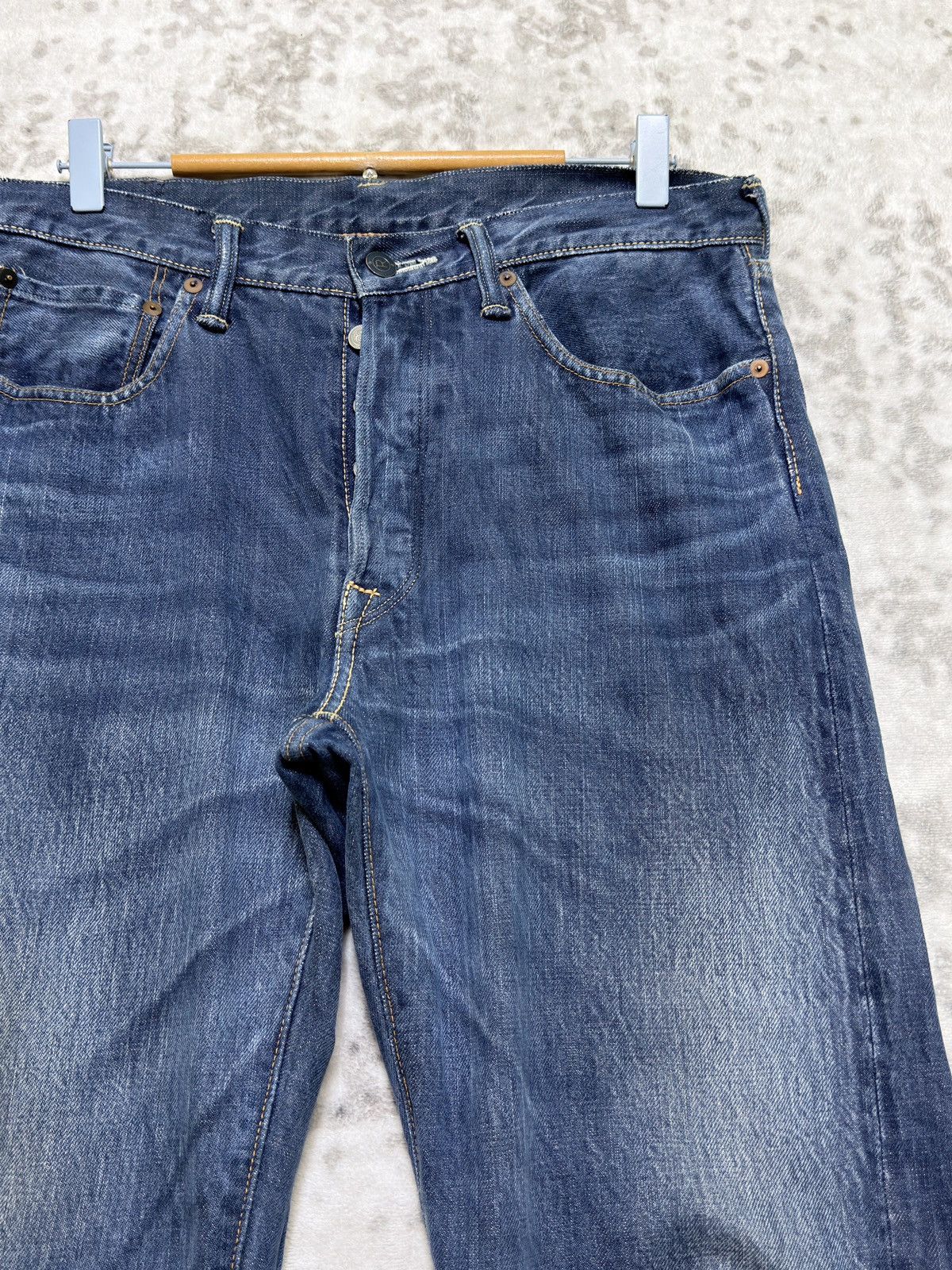 45rpm Vintage 45RPM Selvedge Indigo Button Fly Fade Denim Jeans Size US 32 / EU 48 - 5 Thumbnail