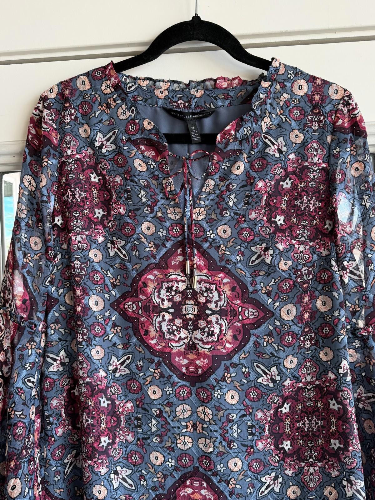 Other WHBM Boho Floral Bell Sleeve Dress Blue Rose M Size Size M / US 6-8 / IT 42-44 - 8 Thumbnail