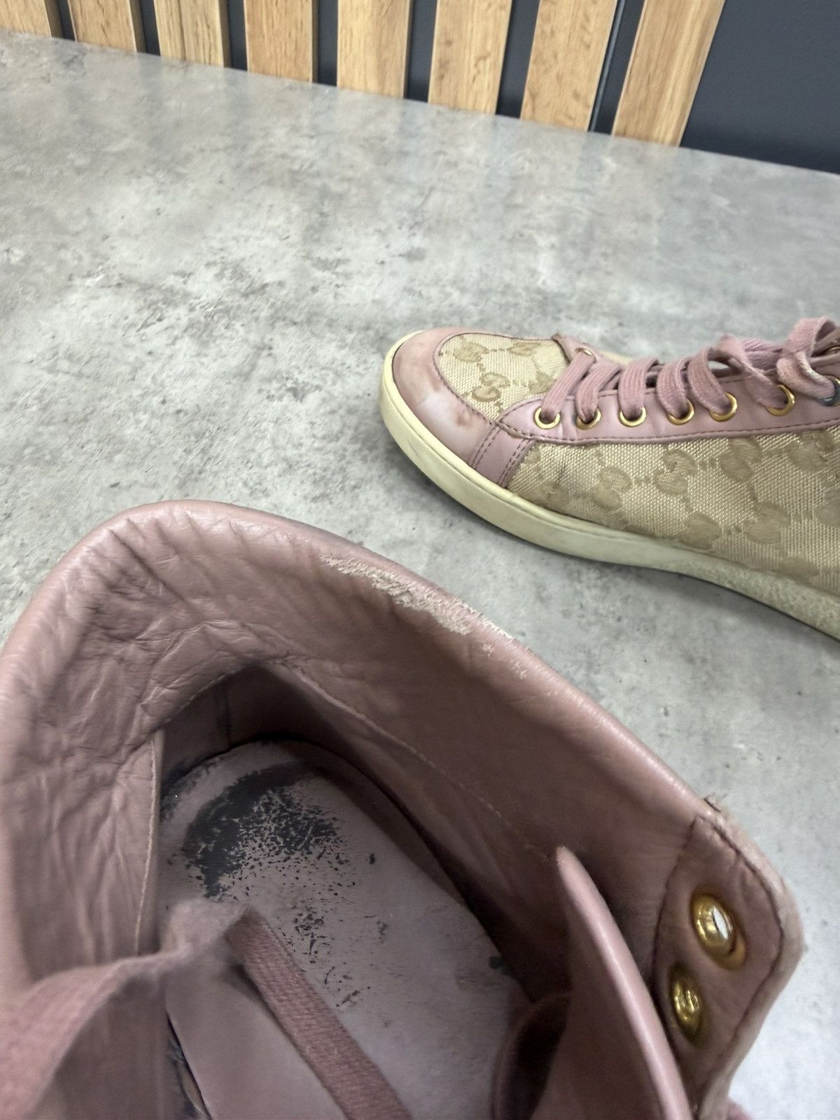 Gucci Gucci GG Monogram High Top Sneakers Pink Canvas Women Size US 8 / IT 38 - 19 Thumbnail