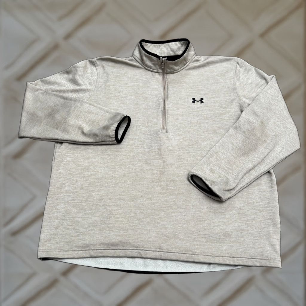 Under Armour Under Armour ColdGear Sweatshirt 1/4 Zip Pullover Mens XXL Beige Active Under Armour ColdGear Size US XXL / EU 58 / 5 - 1 Thumbnail