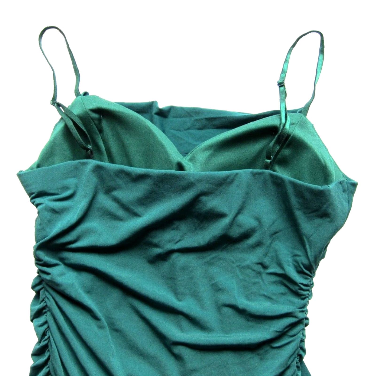 Vintage VINTAGE Emerald Sundae Green Stretch Ruched Fitted Spaghetti Strap Prom Dress Large NWT Green Dress Sundress Size L Women 90s Vintage Featured Size L / US 10 / IT 46 - 5 Thumbnail