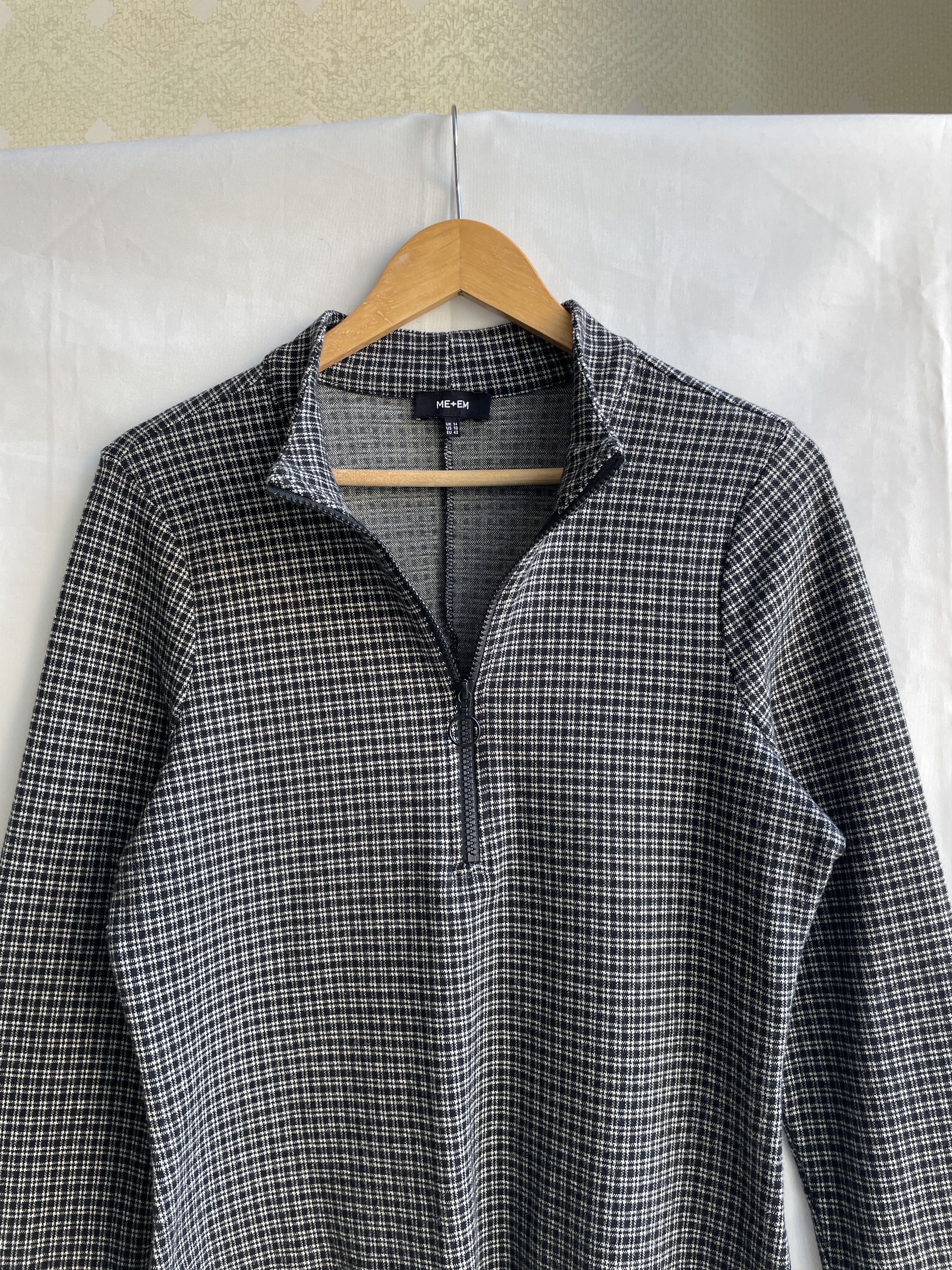 ME+EM Me+Em Ponte Check Half Zip Pullover Size UK 14/ US 10/EUR 42 Size L / US 10 / IT 46 - 3 Thumbnail