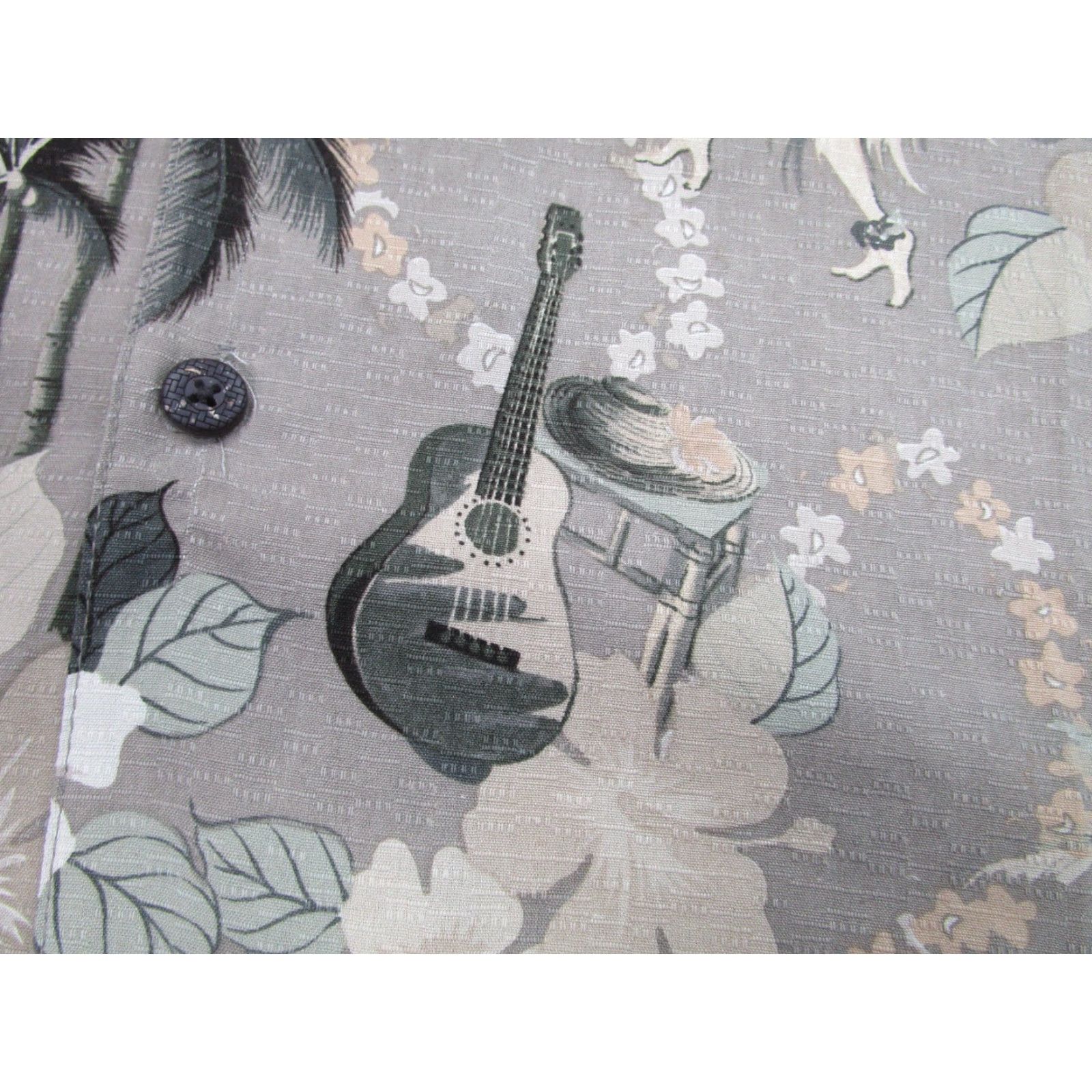 Gloverall VTG Hawaiian Shirt Mens 2XL Beige Silk Hula Girls Music Ukulele All Over Print Size US XXL / EU 58 / 5 - 5 Thumbnail