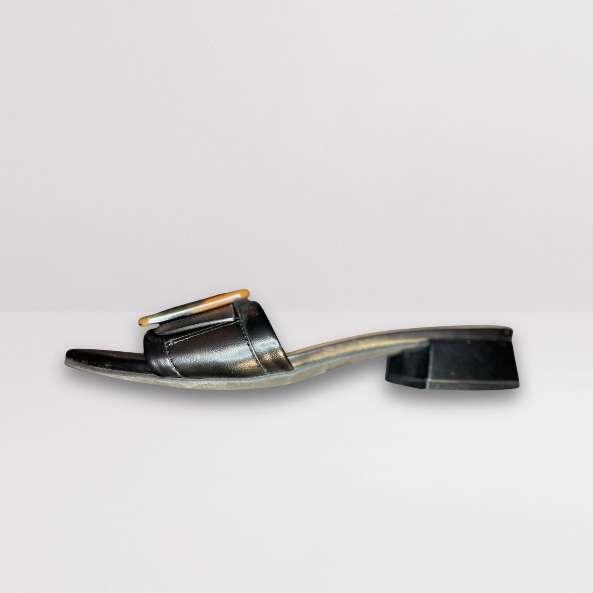 Other DV By Dolce Vita Black & Brown Buckle Slip-On Mules Size 7 Size US 7 / IT 37 - 4 Thumbnail