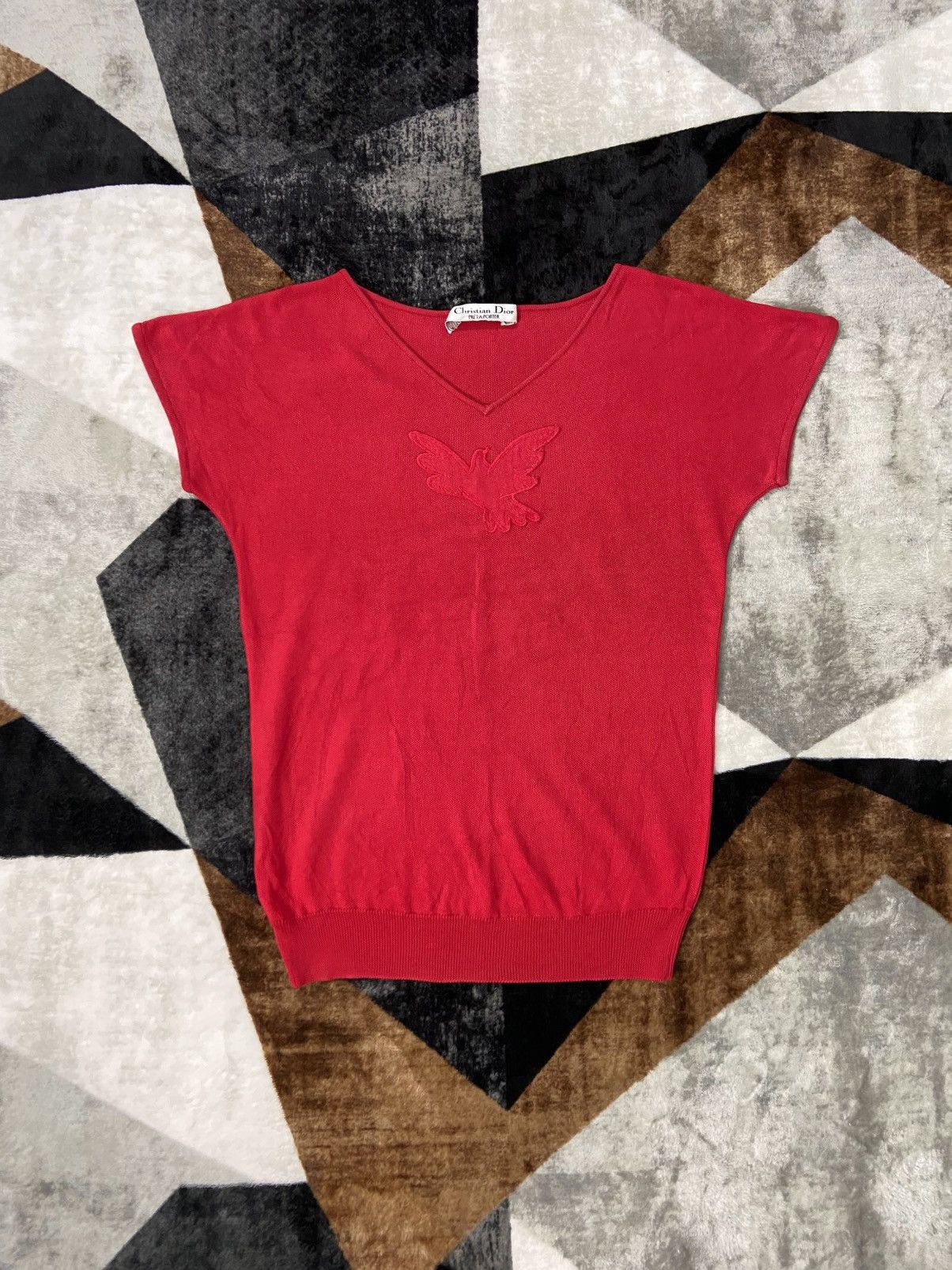 Dior True Vtg 80s Christian Dior Pret A Porter Embroidered Knit Size M / US 6-8 / IT 42-44 - 1 Thumbnail