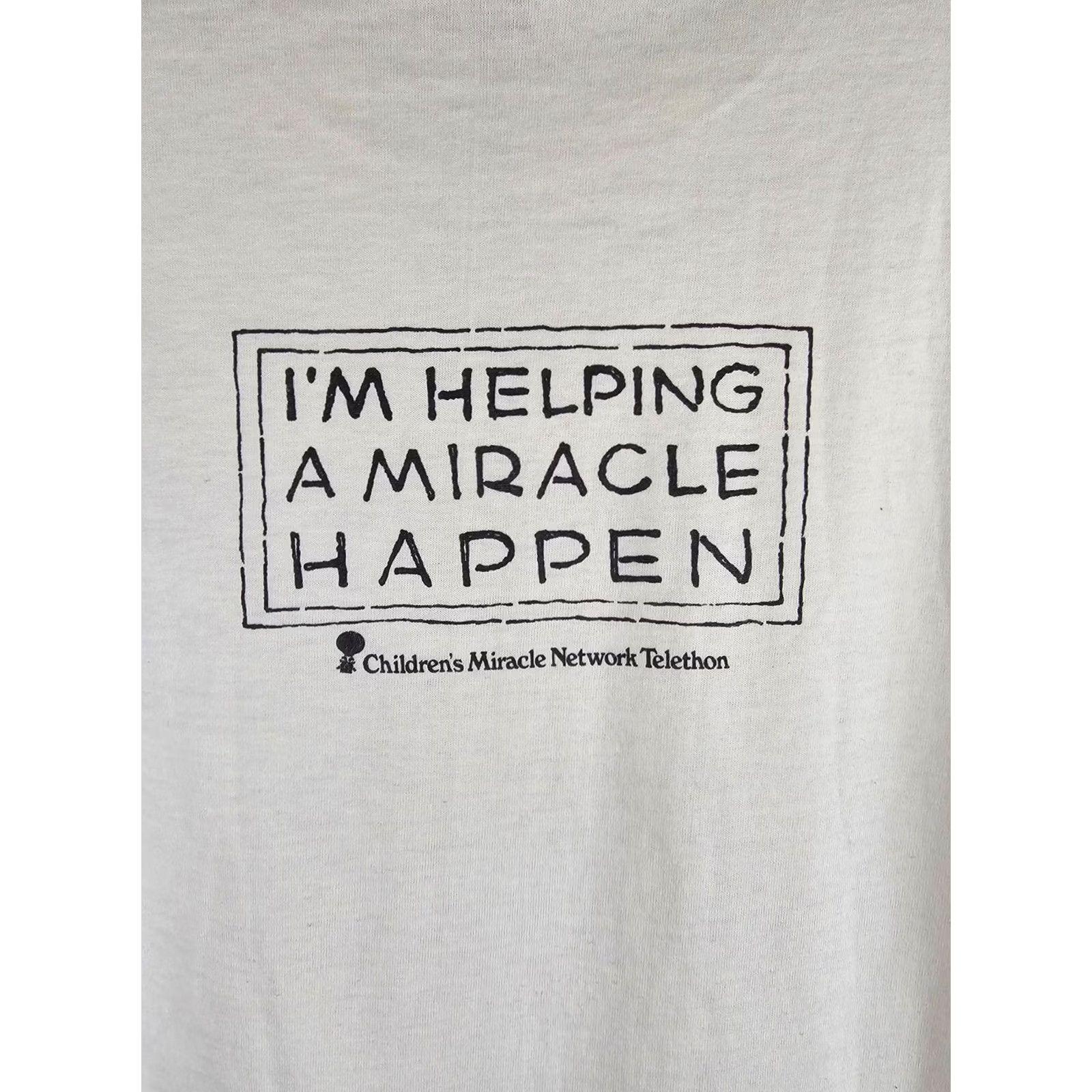 Vintage VINTAGE SICK KID TELETHON MIRACLE HAPPEN SINGLE STITCH WHITE T-SHIRT SZ M Shirt Men White 1992 Graphic Print Crew Neck Short Sleeve 19 INCH 27 INCH Size US M / EU 48-50 / 2 - 8 Thumbnail