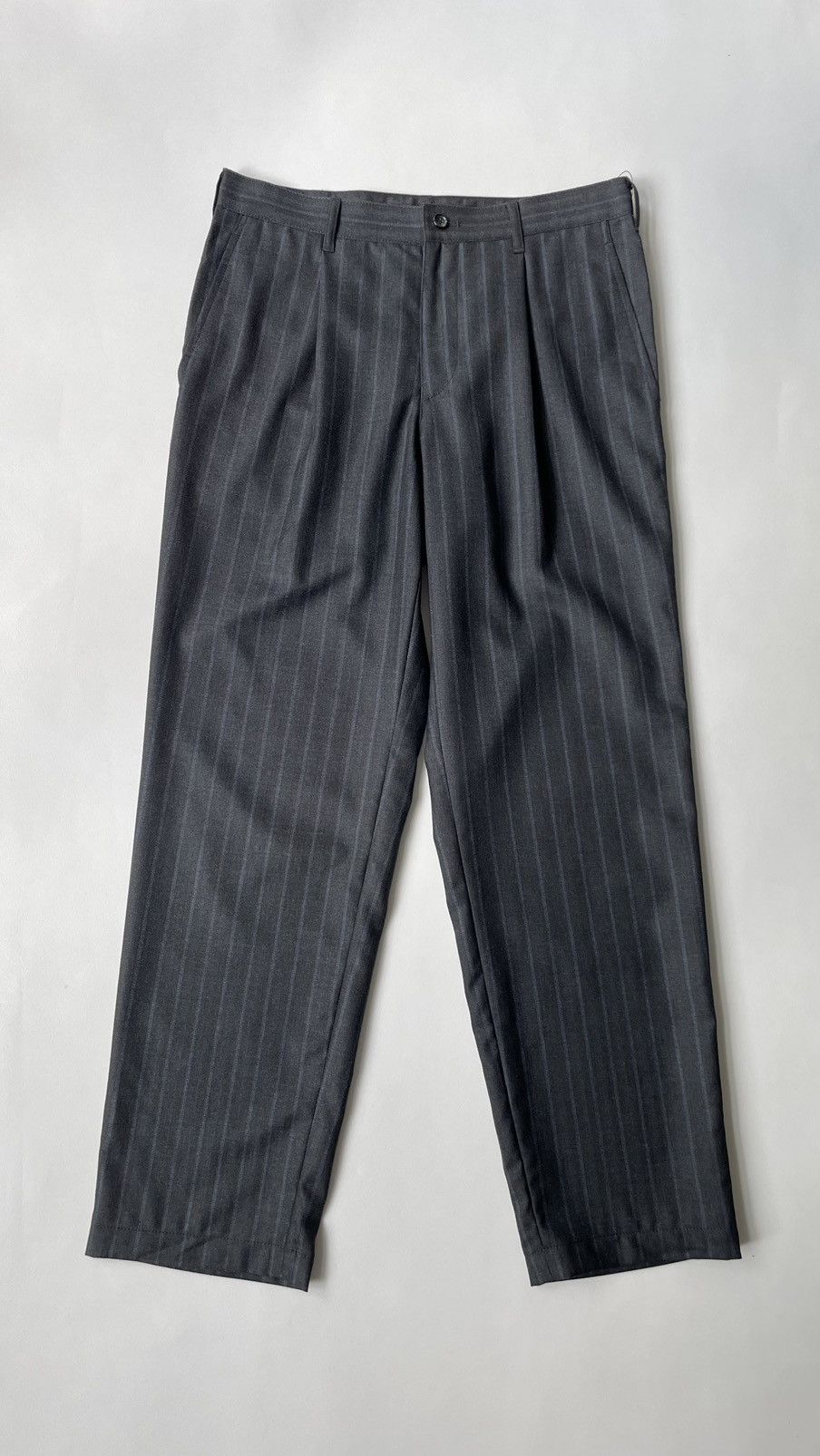Comme des Garcons A/W 09 Grey / Blue Pinstripe Wool Trousers Size US 31 - 1 Thumbnail