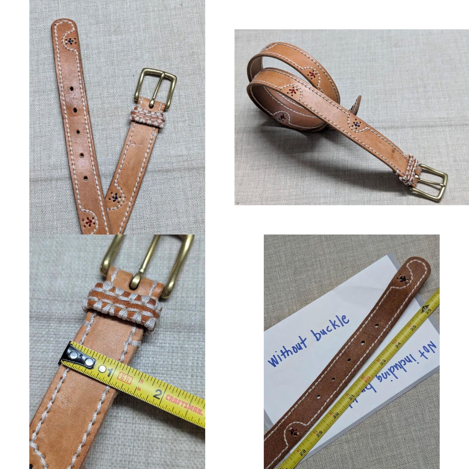 Vintage VINTAGE LL BEAN STITCHED leather belt 32 brown COWHIDE unisex adults belt Hardware: none Size 32 - 8 Thumbnail
