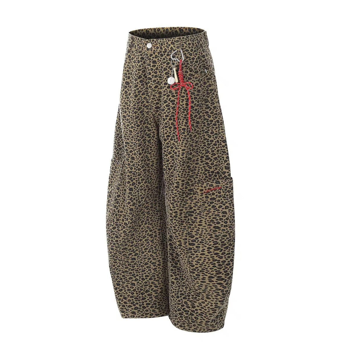 Japanese Brand Streetwear Leopard Trendy Loose Wide Leg Pants Jeans Size US 33 - 2 Thumbnail