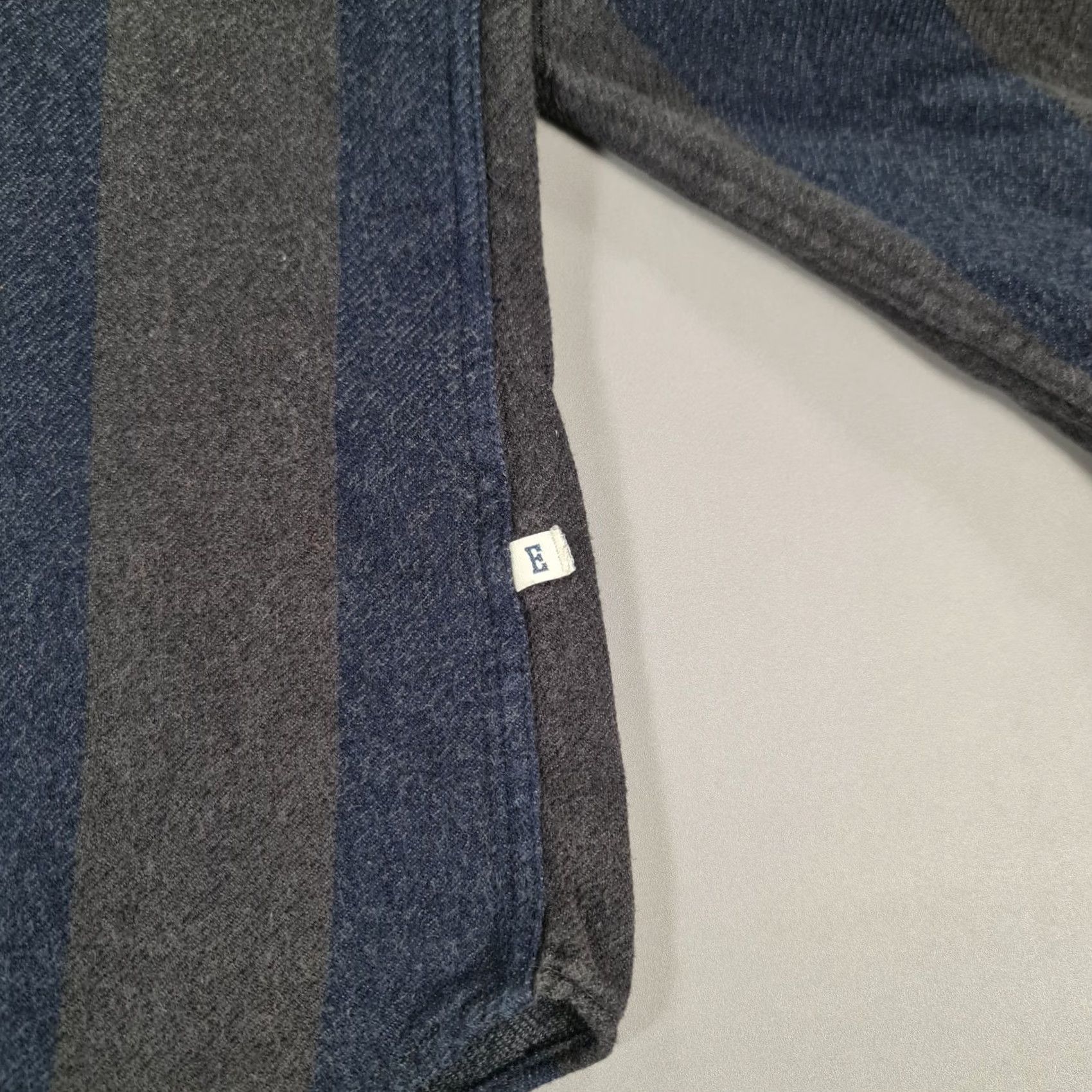 Edwin VINTAGE Edwin Mens Shirt Grey Blue Small Classic Flannel Cotton Long Sleeves Stripped Size US S / EU 44-46 / 1 - 4 Thumbnail
