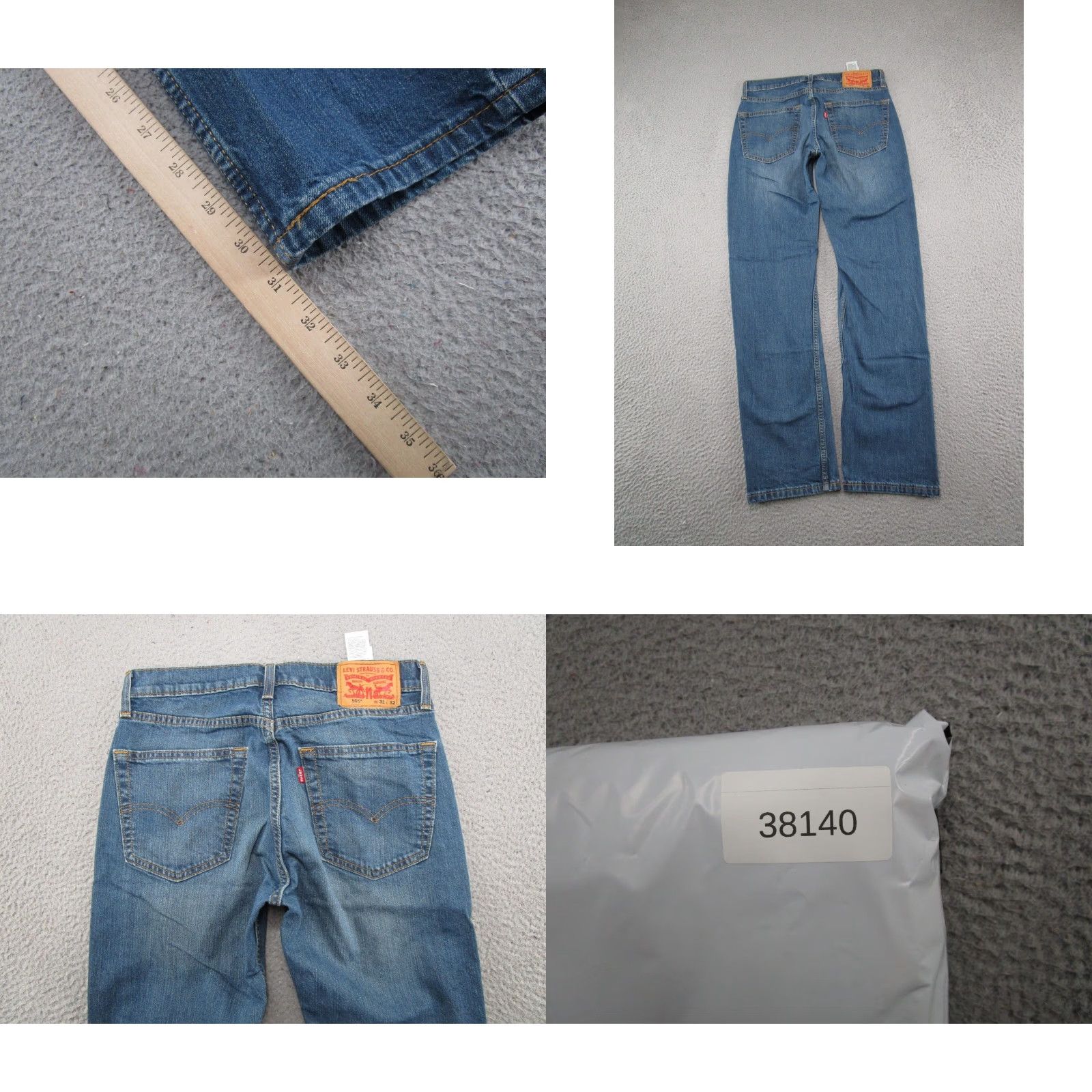 Levi's Levi's 505 Jeans Straight Regular Mens Size 31x32 Blue Denim Cotton 5-Pocket Pockets Vintage No Brand Levi's 500 Series Size US 31 - 9 Thumbnail