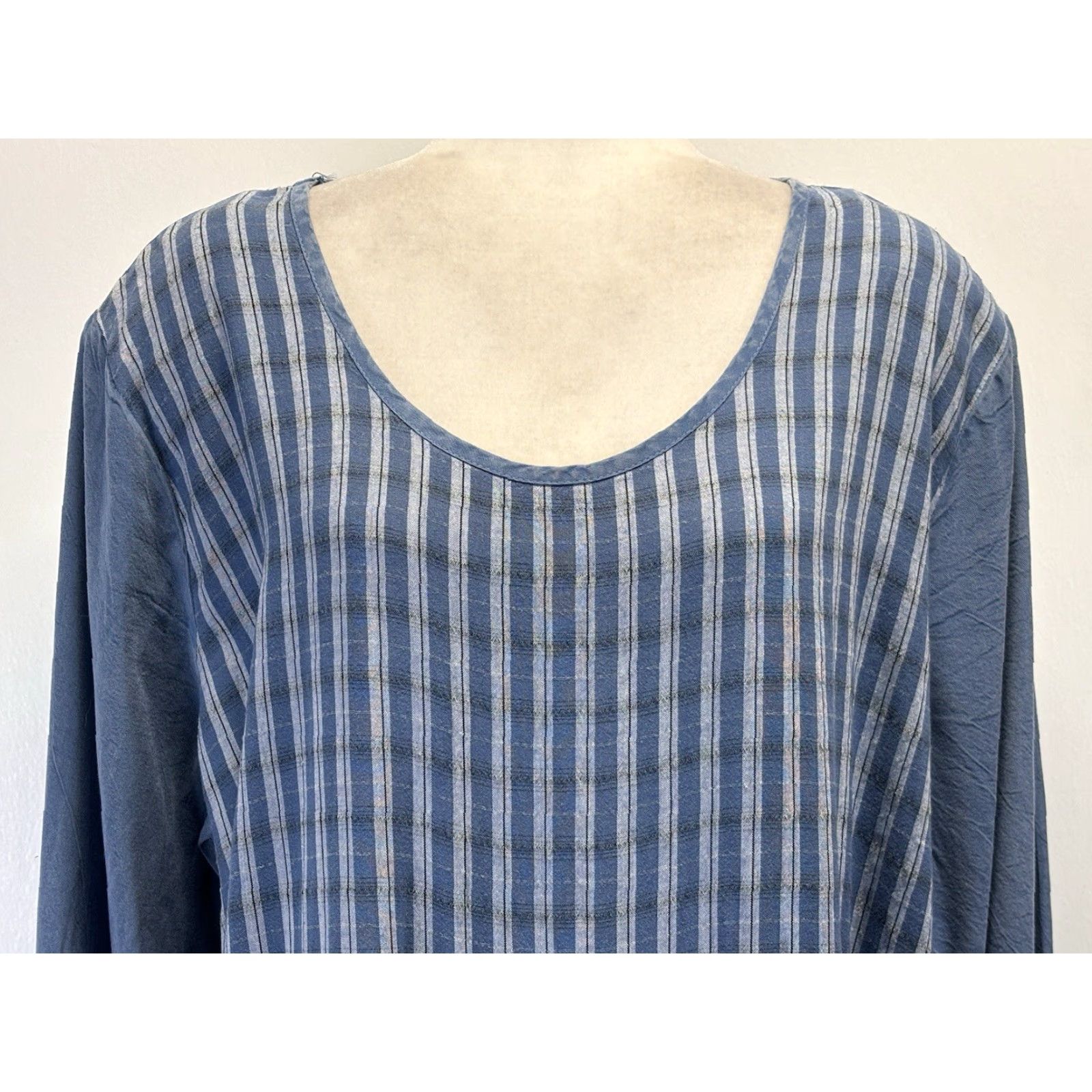 Vintage VINTAGE Froxx Tencel Maxi Dress 1X Plus Blue Long Sleeve Button Front Womens Size XL / US 12-14 / IT 48-50 - 5 Thumbnail