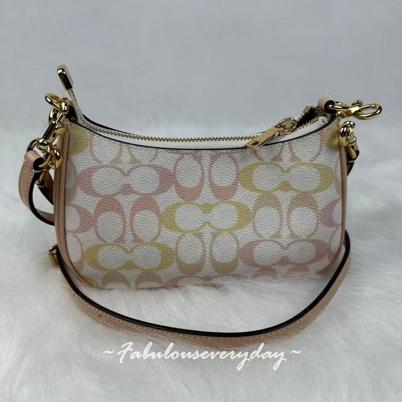 Coach Coach Teri Mini Crossbody Bag Sig Canvas Chalk/Pink CDW52 Size ONE SIZE - 3 Thumbnail