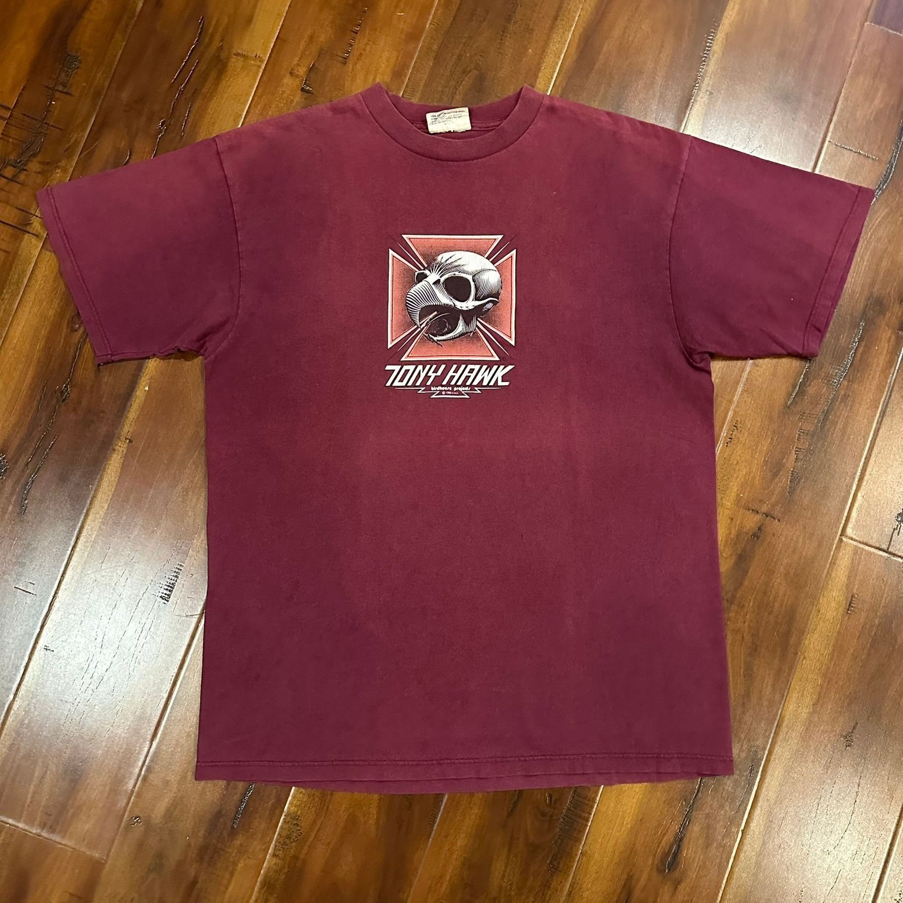 image of Birdhouse Powell Peralta Vintage T-Shirt 80's Tony Hawk Skate in Maroon, Men's (Size XL)