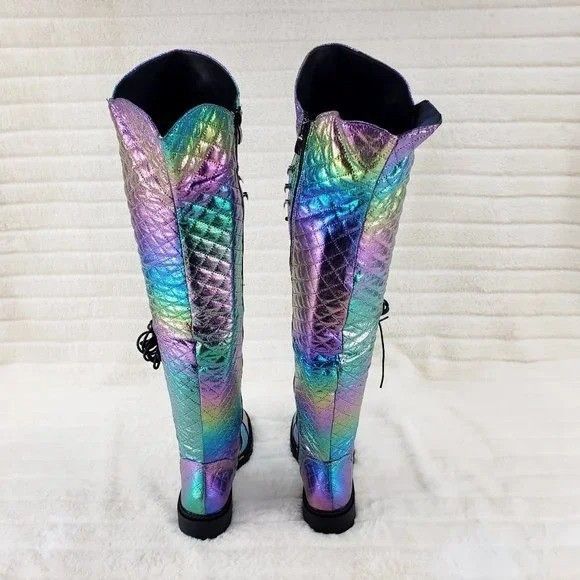 Other Travis Festive Quilted Metallic Rainbow Corset Lace Over the Size US 7 / IT 37 - 8 Thumbnail