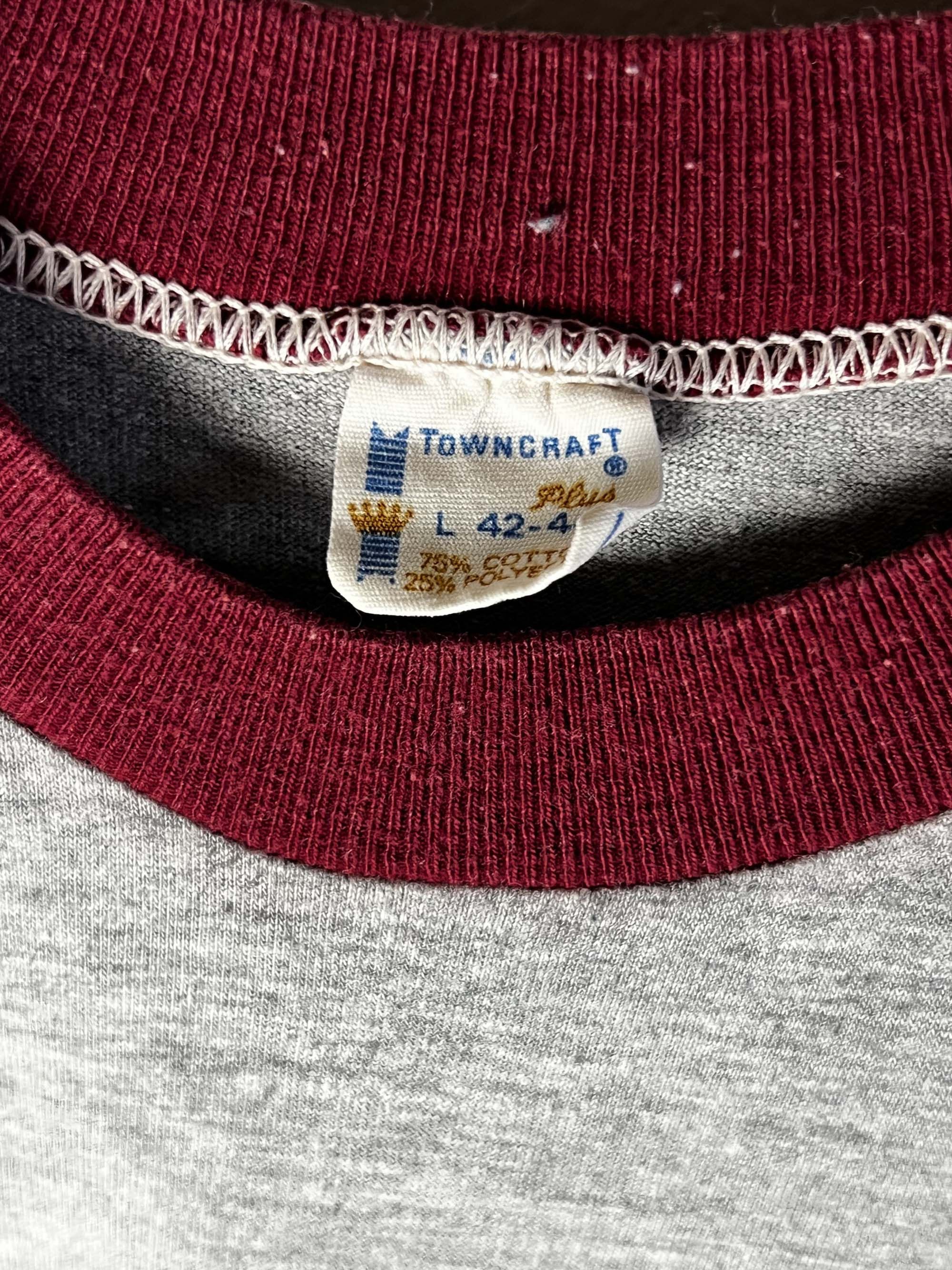 Towncraft Vintage 1960's Towncraft Plus JCPenny Maroon + Gray Ringer Size US L / EU 52-54 / 3 - 8 Thumbnail