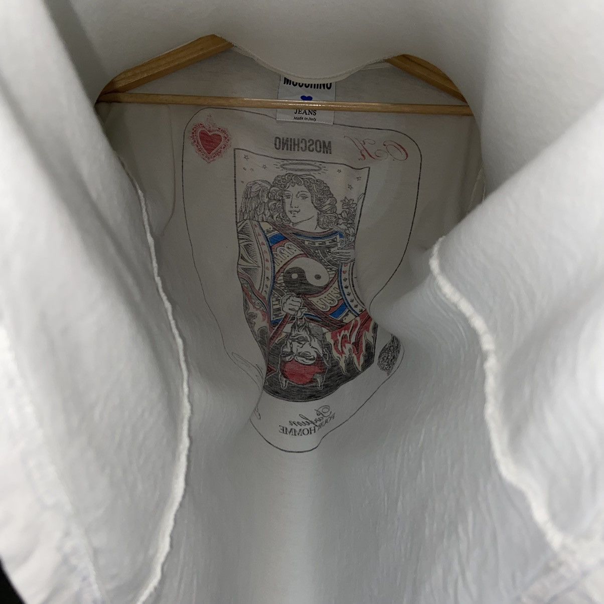 Moschino × Vintage Vintage 90s Moschino Jeans POUR HOMME Card T-Shirt Size US L / EU 52-54 / 3 - 7 Thumbnail