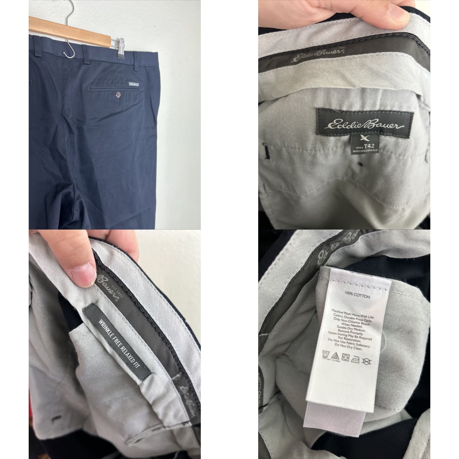 Eddie Bauer VINTAGE Eddie Bauer wrinkle free relaxed fit cotton pants Navy Blue mens 42x30 42 Tall Size US 42 / EU 58 - 9 Thumbnail