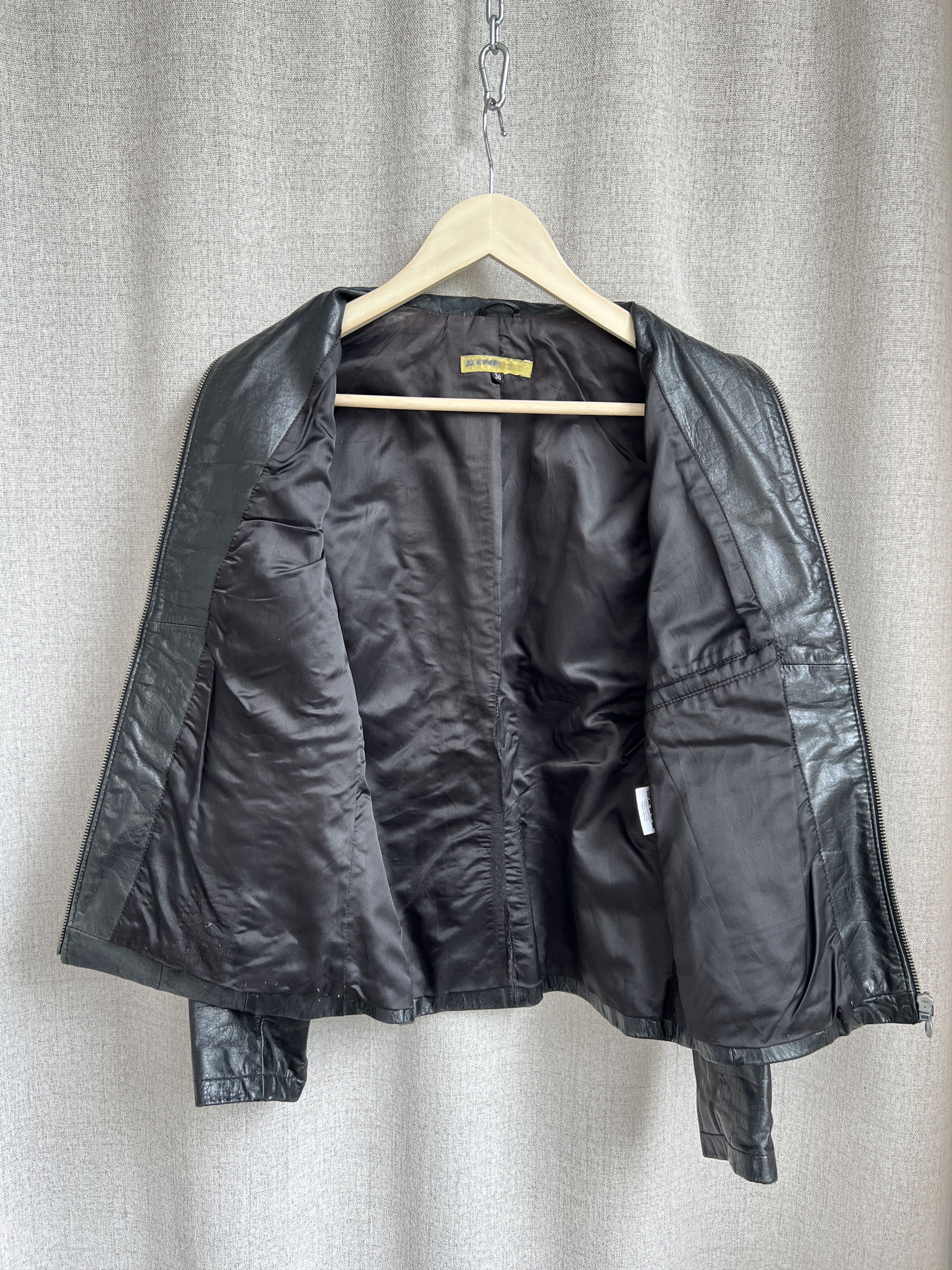Vintage Vintage Y2K Avant Garde Black Leather Biker Jacket Size S / US 4 / IT 40 - 7 Thumbnail