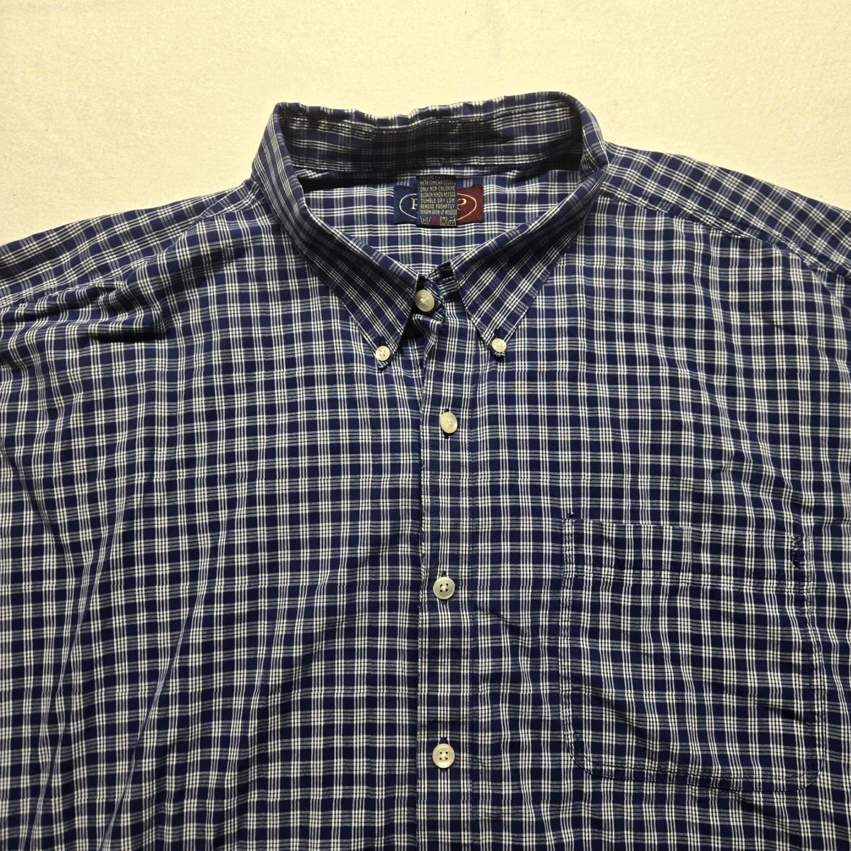 Vintage Repp Blue Plaid Check Shirt Button-Up Long Sleeve 3XT Men’s Casual Business 3XT Big & Tall Shirt Size US XXL / EU 58 / 5 - 2 Thumbnail