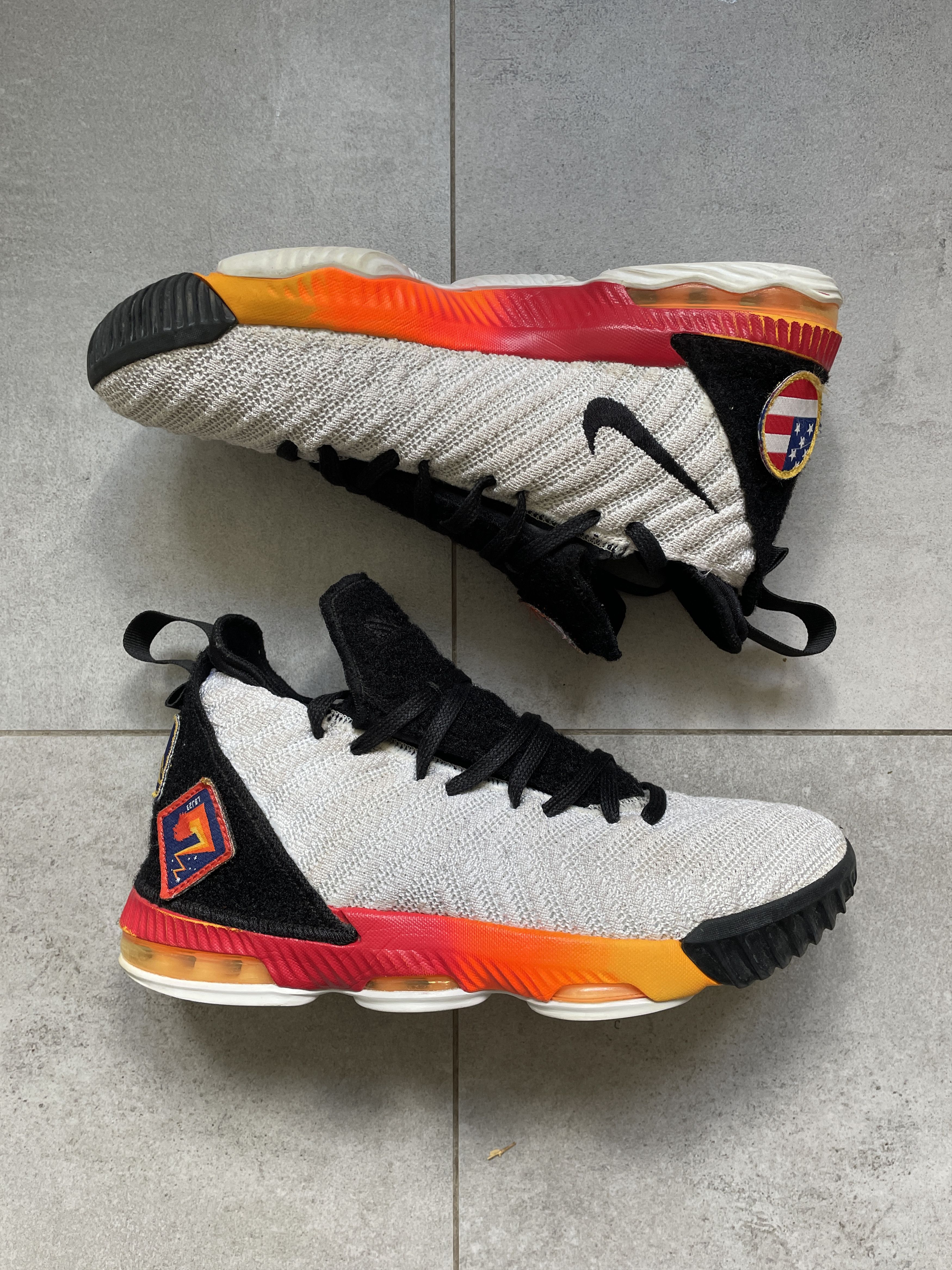NIKE LEBRON JAMES XVI NASA PATCHES WHITE LASER ORANGE