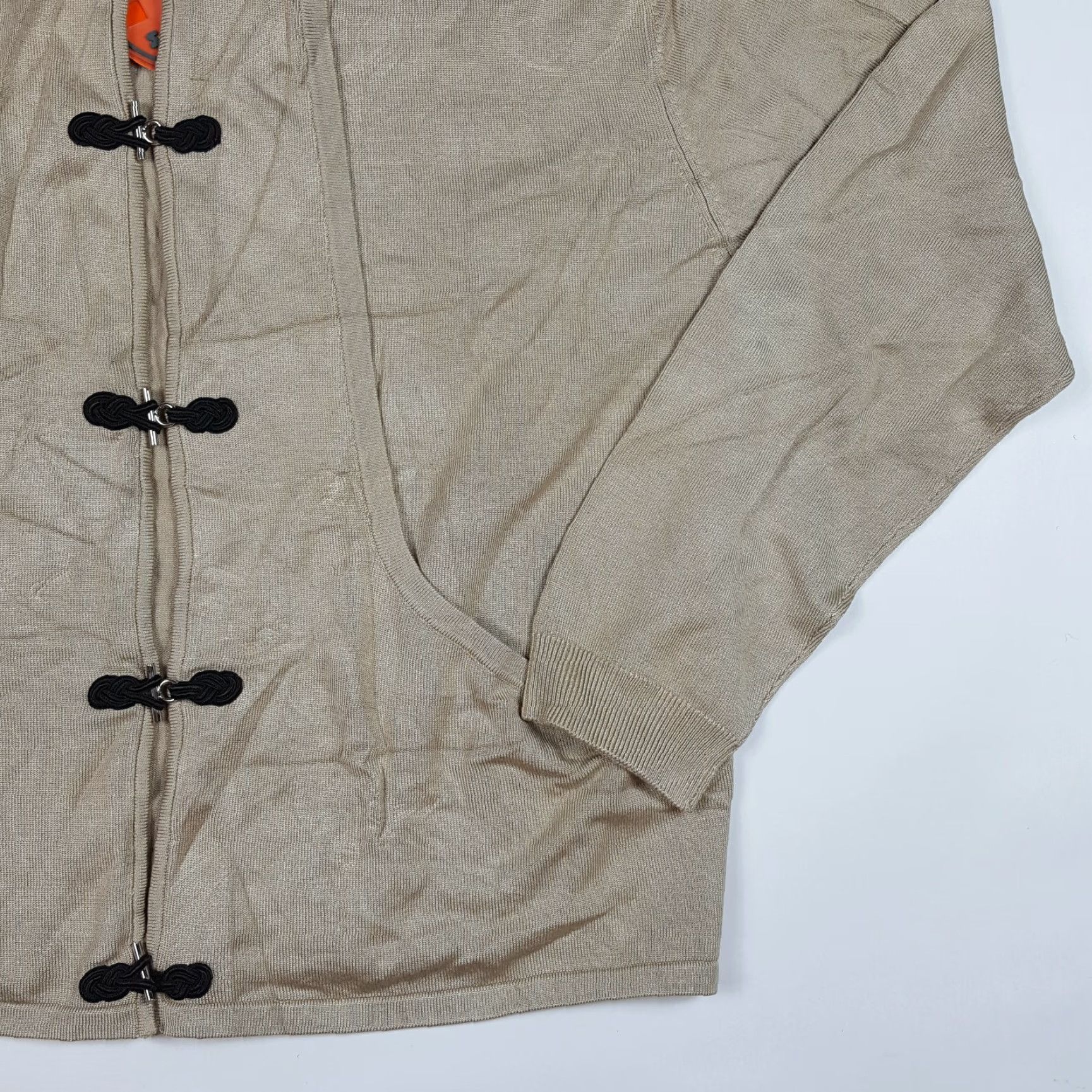 Vintage Jamie Sadock Beige Silk Kimono Style Women's Size S Knit Sweater Button Jacket Size S / US 4 / IT 40 - 3 Thumbnail