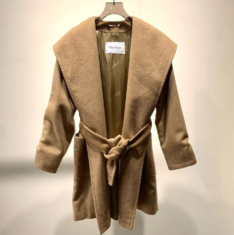 Max Mara MaxMara Women’s Wool Coat in Light Brown 0089 Size ONE SIZE - 1 Thumbnail