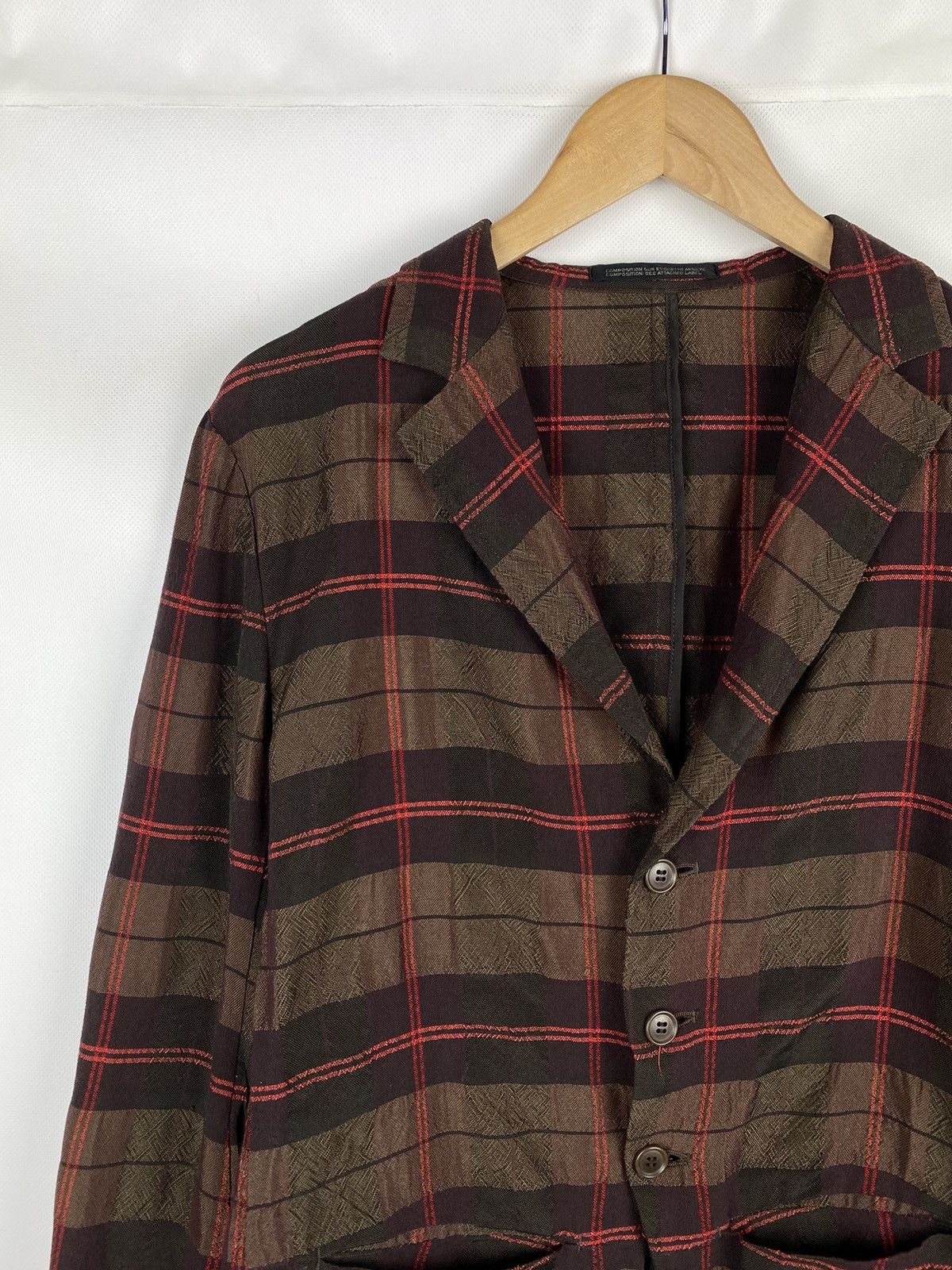 Yohji Yamamoto Rare Y’s Yohji Yamamoto checked Japanese blazer jacket Size L / US 10 / IT 46 - 4 Thumbnail