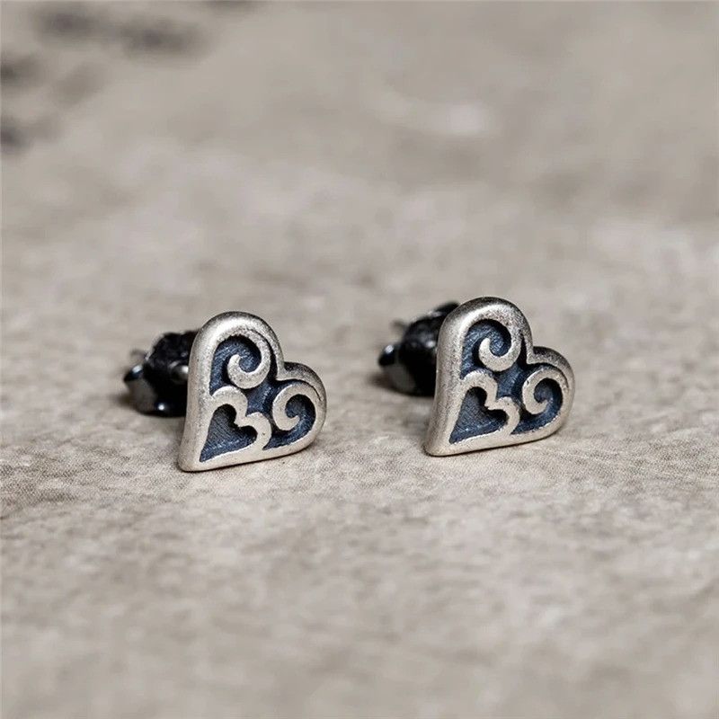 Jewelry Tiny Heart Love Stud Earrings 925 Sterling Silver Ear Gift Size ONE SIZE - 4 Thumbnail