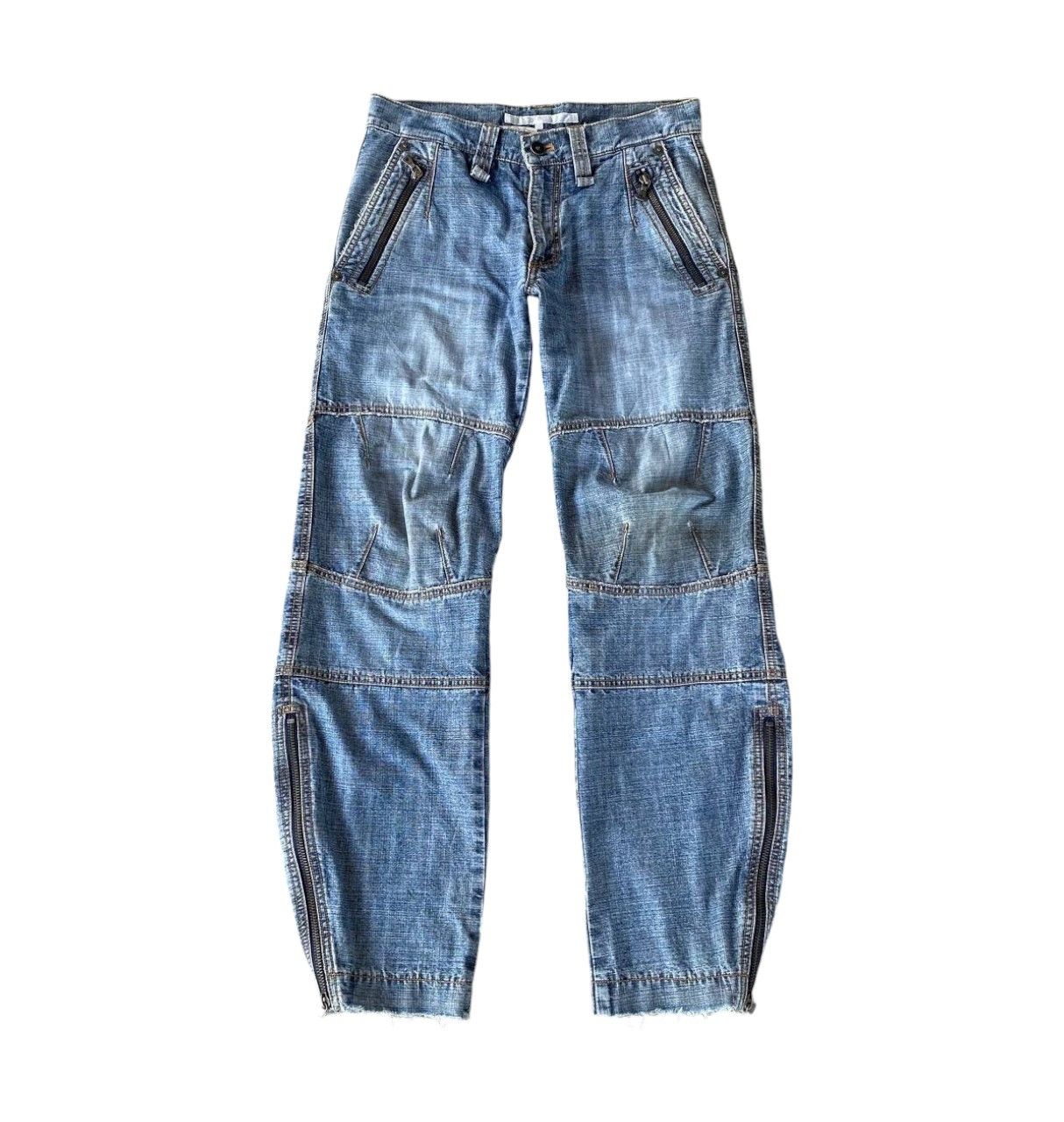 Japanese Brand JAPANESE BUONA GIORNATA DISTRESSED BIKER JEAN ZIPPER ANKLE Size US 30 / EU 46 - 1 Thumbnail