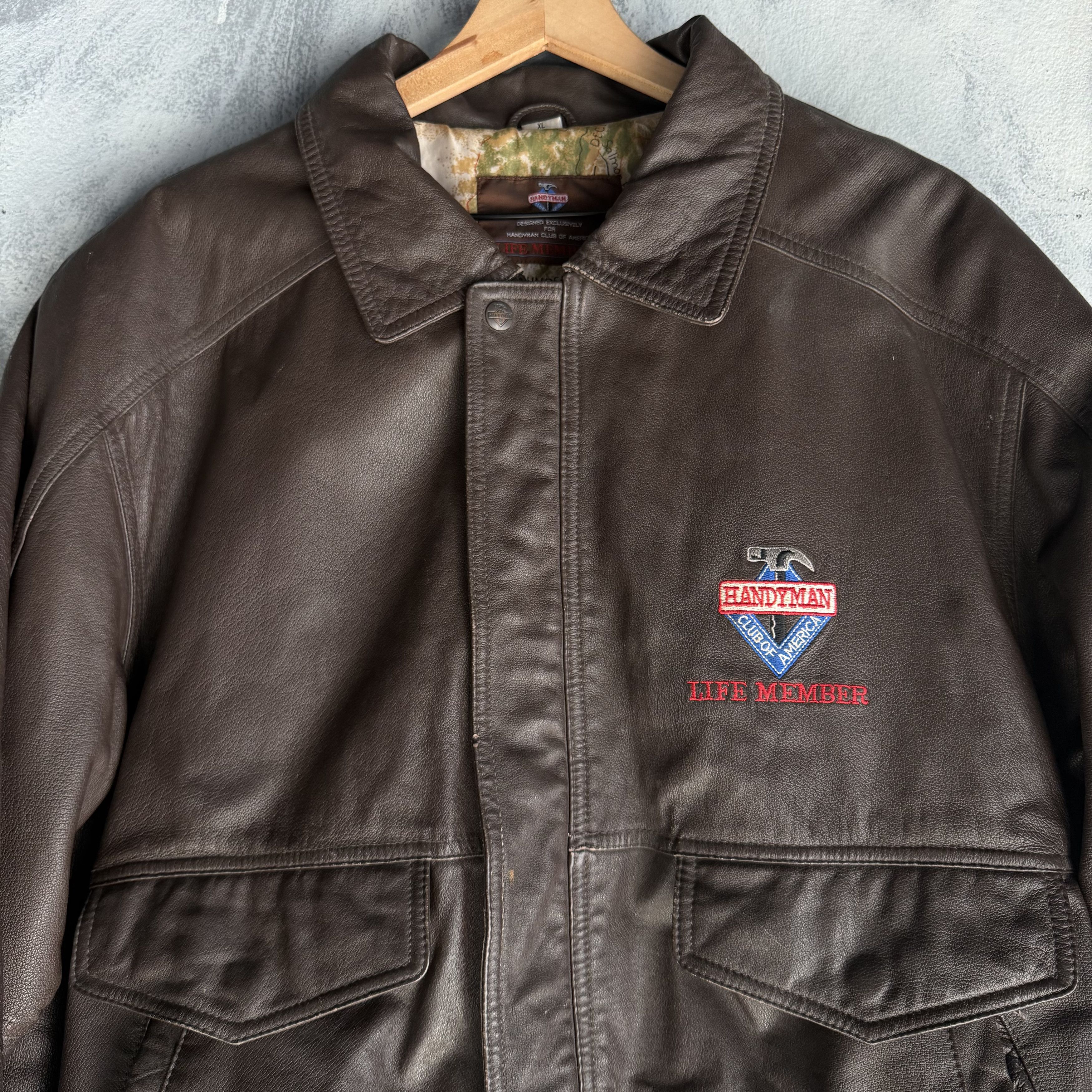 Other Vintage Handyman Club Of America Bomber Leather Jacket A2 Size US XL / EU 56 / 4 - 2 Thumbnail