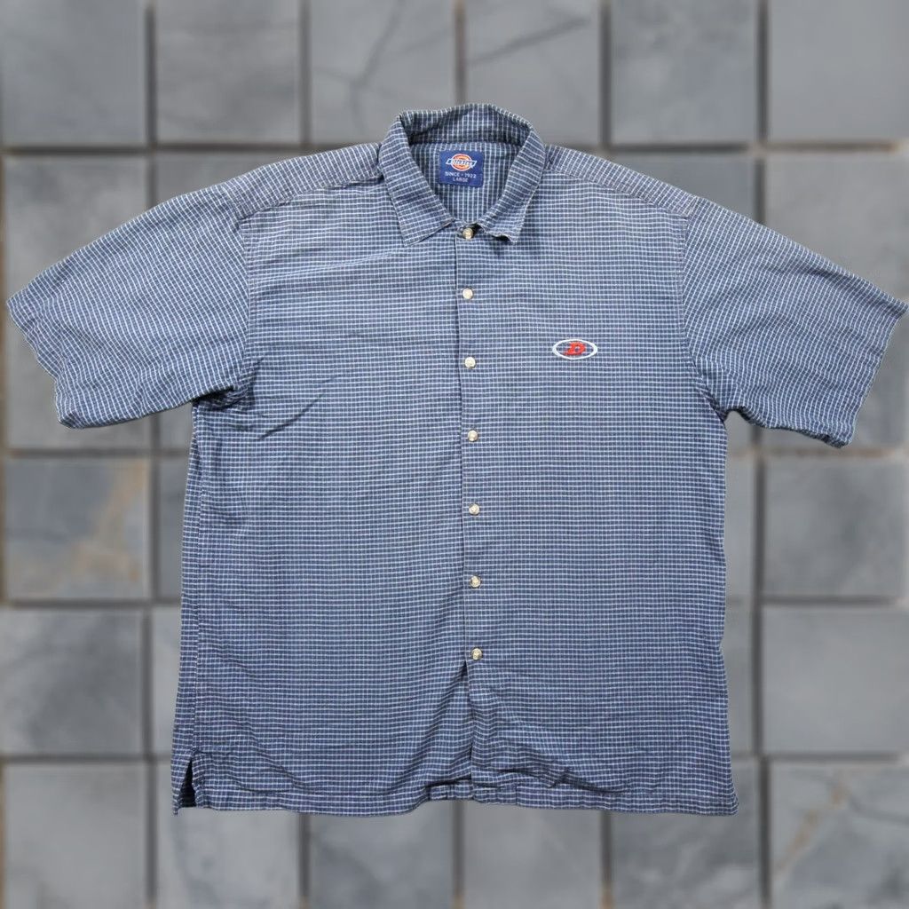 Dickies Dickies Shirt Mens Large Blue Button Up Check Short Sleeve Workwear Logo Y2K Size US L / EU 52-54 / 3 - 1 Thumbnail