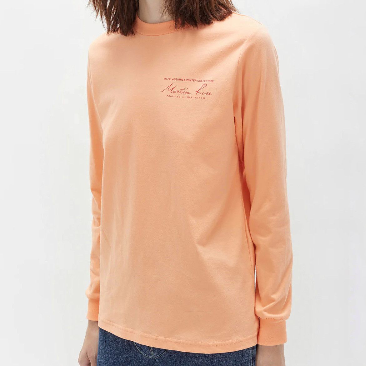 Martine Rose MARTINE ROSE ORANGE PEACH COTTON LONG SLEEVE LOGO TEE Size US XS / EU 42 / 0 - 1 Thumbnail