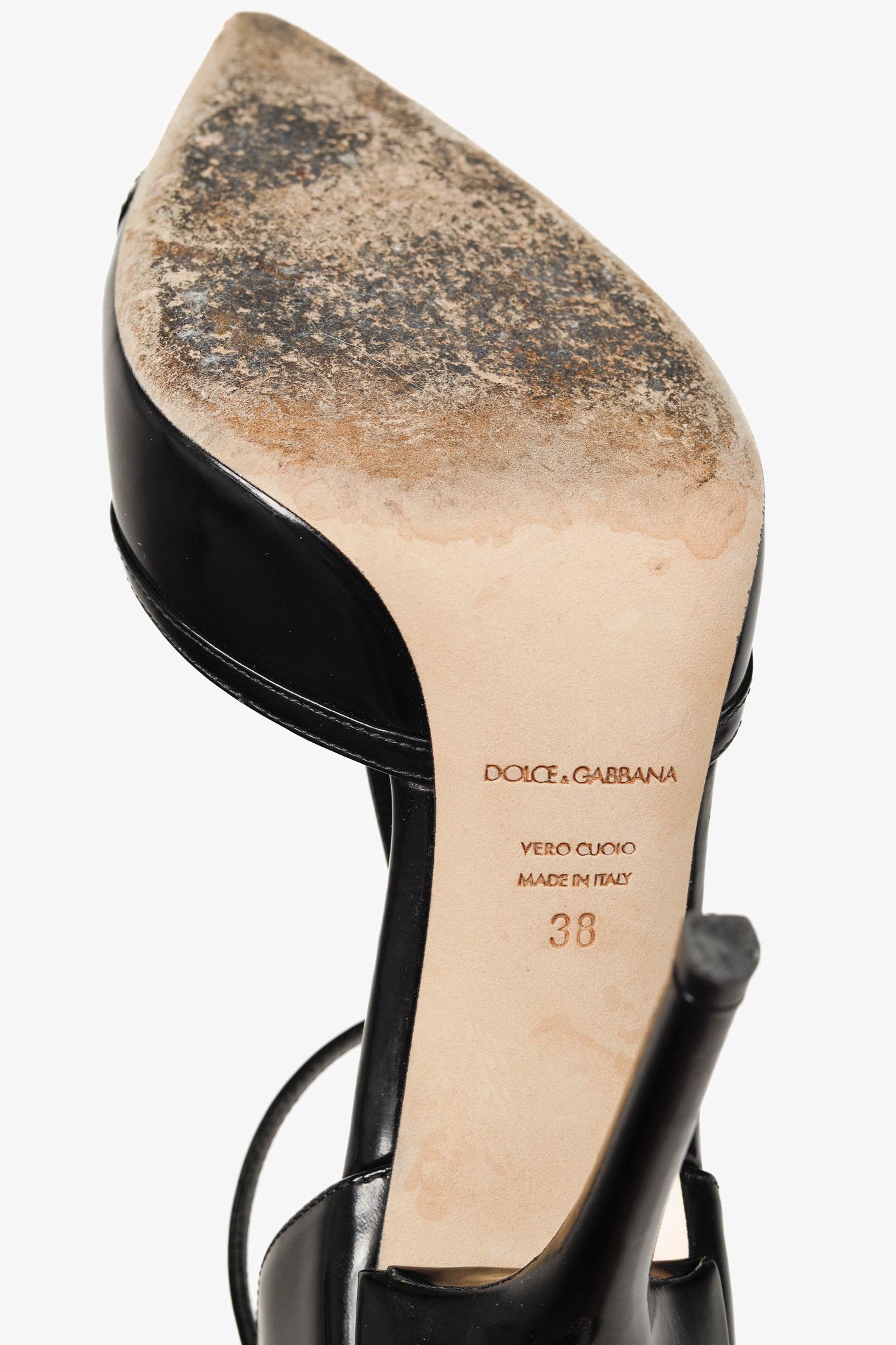 Dolce & Gabbana Dolce & Gabbana Black Patent Leather T-Strap Heels Size US 7.5 / IT 37.5 - 5 Thumbnail