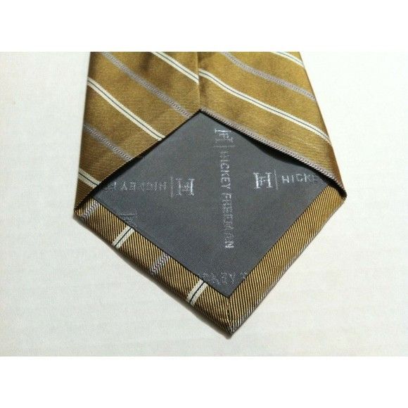 Hickey Freeman HICKEY FREEMAN MENS NEW GOLD 100% SILK NECK TIE WIDTH: 4" Size ONE SIZE - 3 Thumbnail