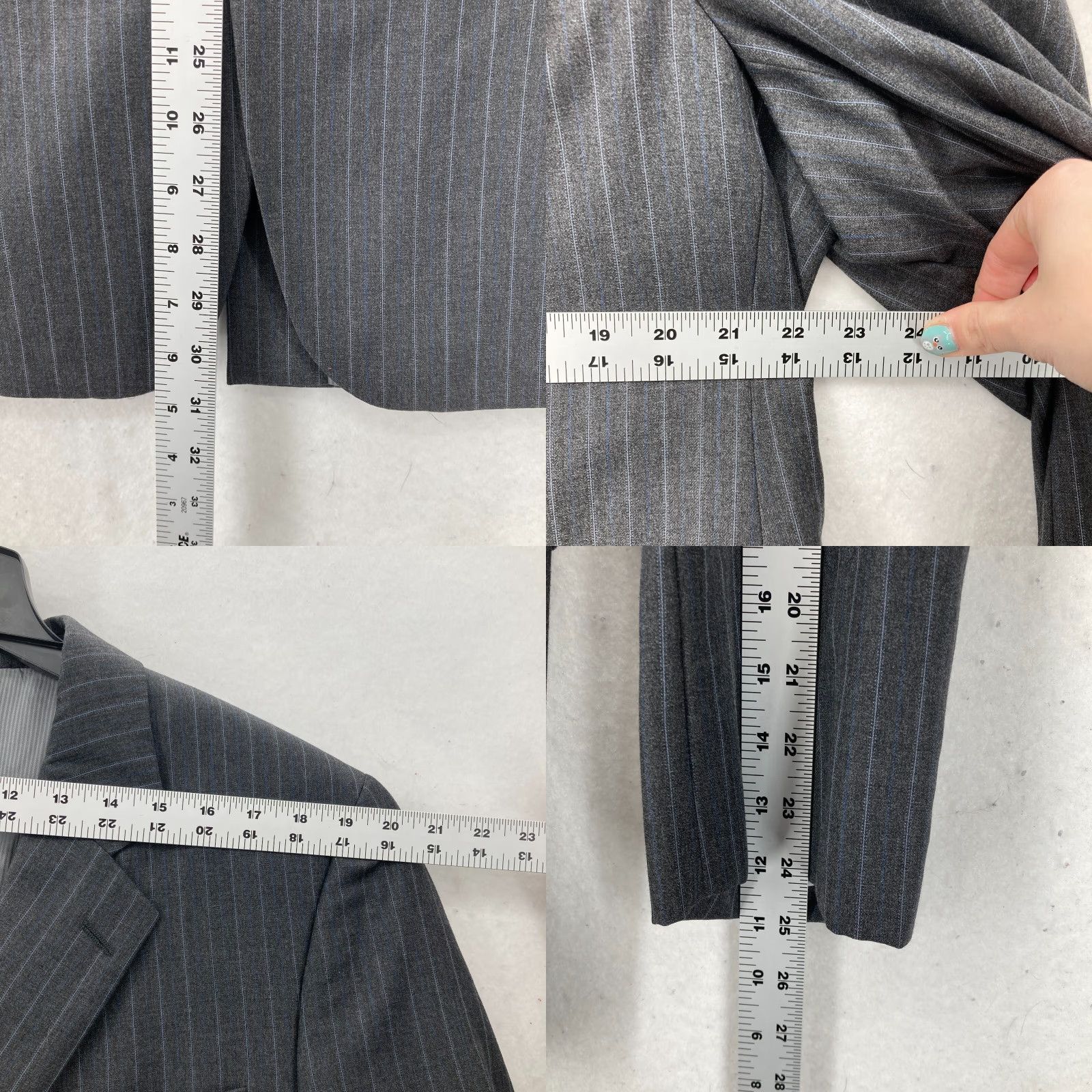 Jack Victor Jack Victor Loro Piana Wool Blazer Mens 44R Gray Striped Blazer Sports Coat Jacket Blazer Mens 44 Regular Gray Striped Size 44R - 9 Thumbnail