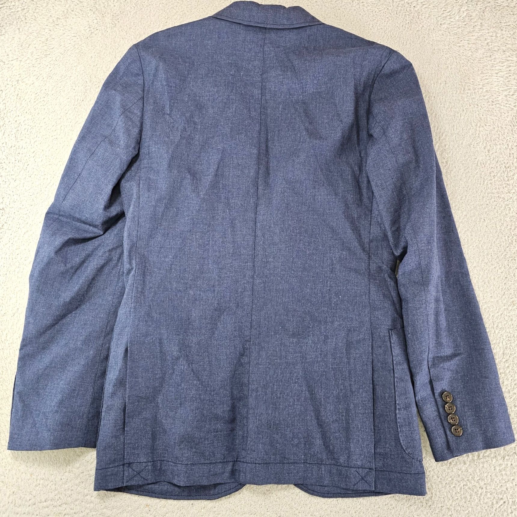 J.Crew J. CREW THOMPSON Blazer Mens 34 Blue Cotton Two Button Sport Coat Unconstructed Size 34R - 7 Thumbnail