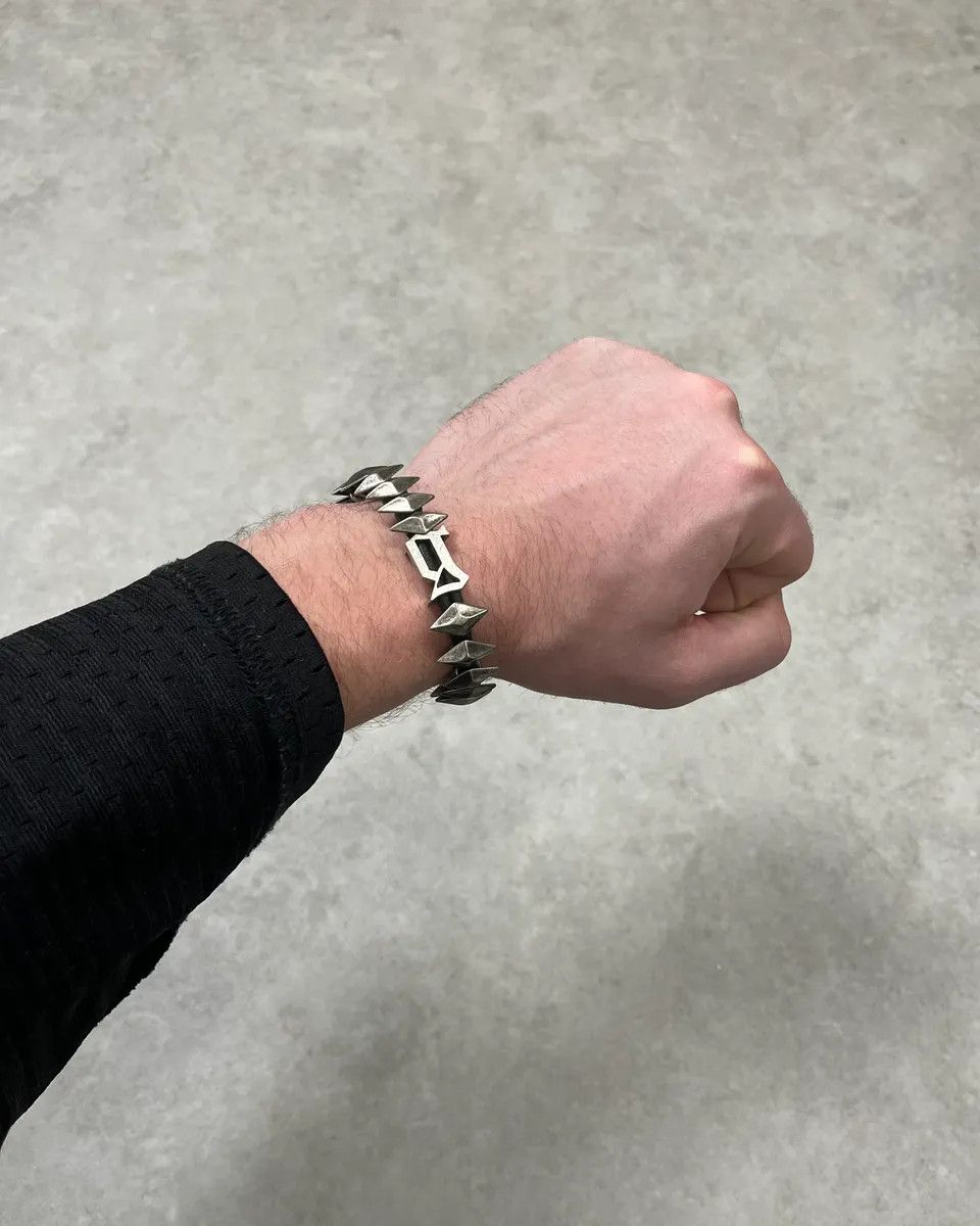 John Galliano John Galliano Silver Leather Studded Bracelet Size ONE SIZE - 1 Thumbnail