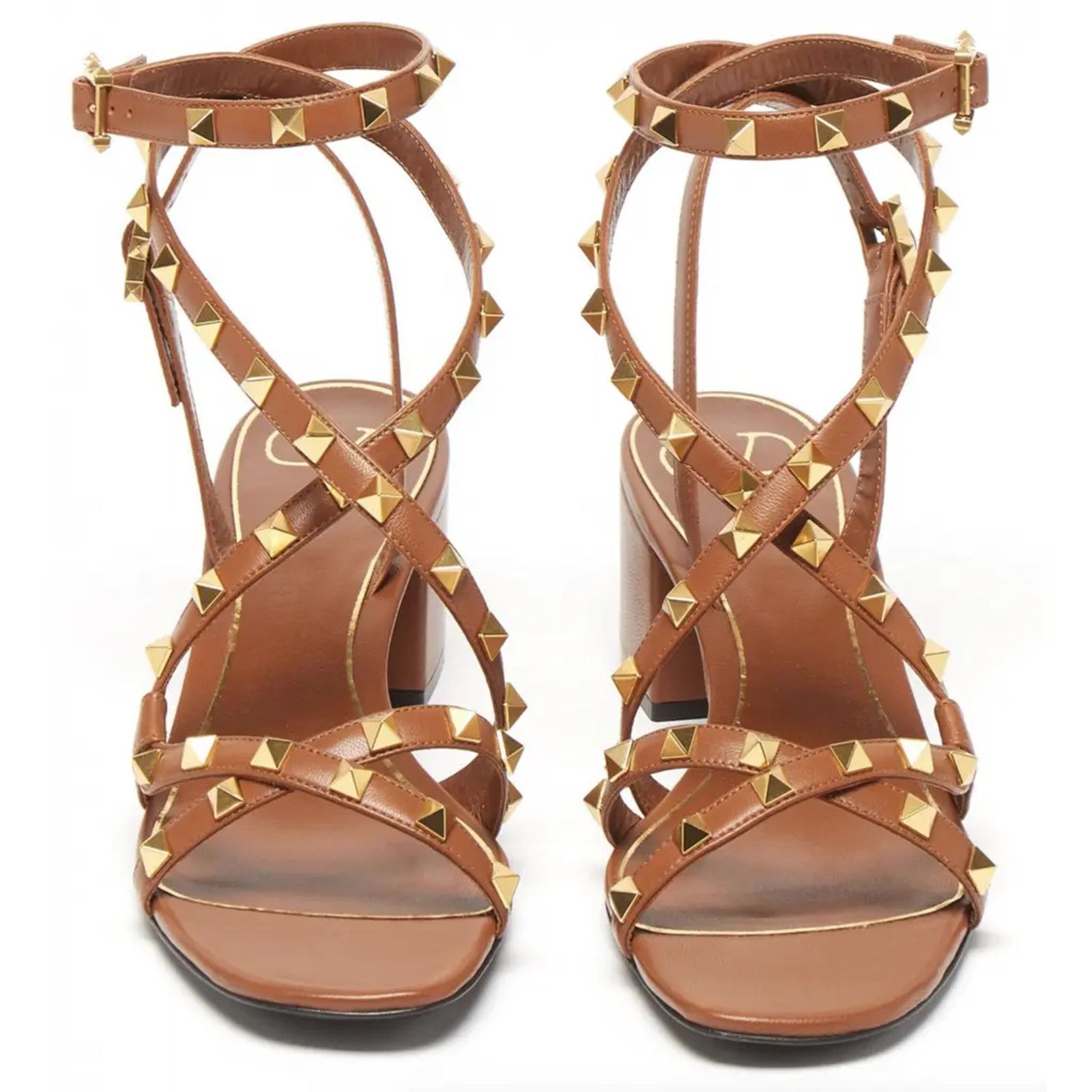 Valentino Valentino Rockstud Brown Flair City Ankle Strap Wrap Size US 7 / IT 37 - 5 Thumbnail