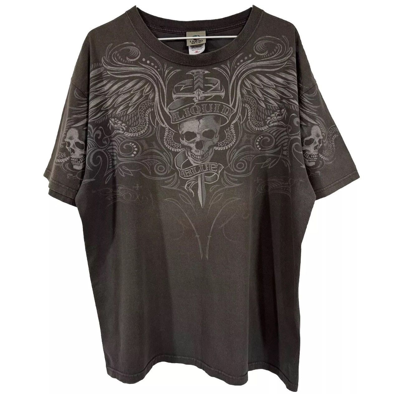 Liquid Blue Liquid Blue Star Skulls Cross Bones Vtg Shirt Mens XL Faded Size US XL / EU 56 / 4 - 1 Thumbnail