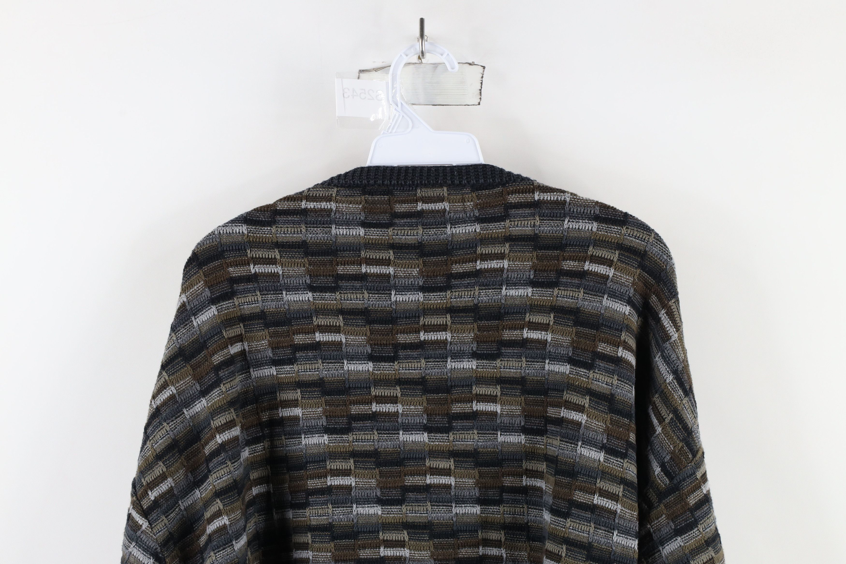 Vintage Vintage 90s Coogi Style Checkered Knit Sweater Earth Tone Size US XL / EU 56 / 4 - 7 Thumbnail