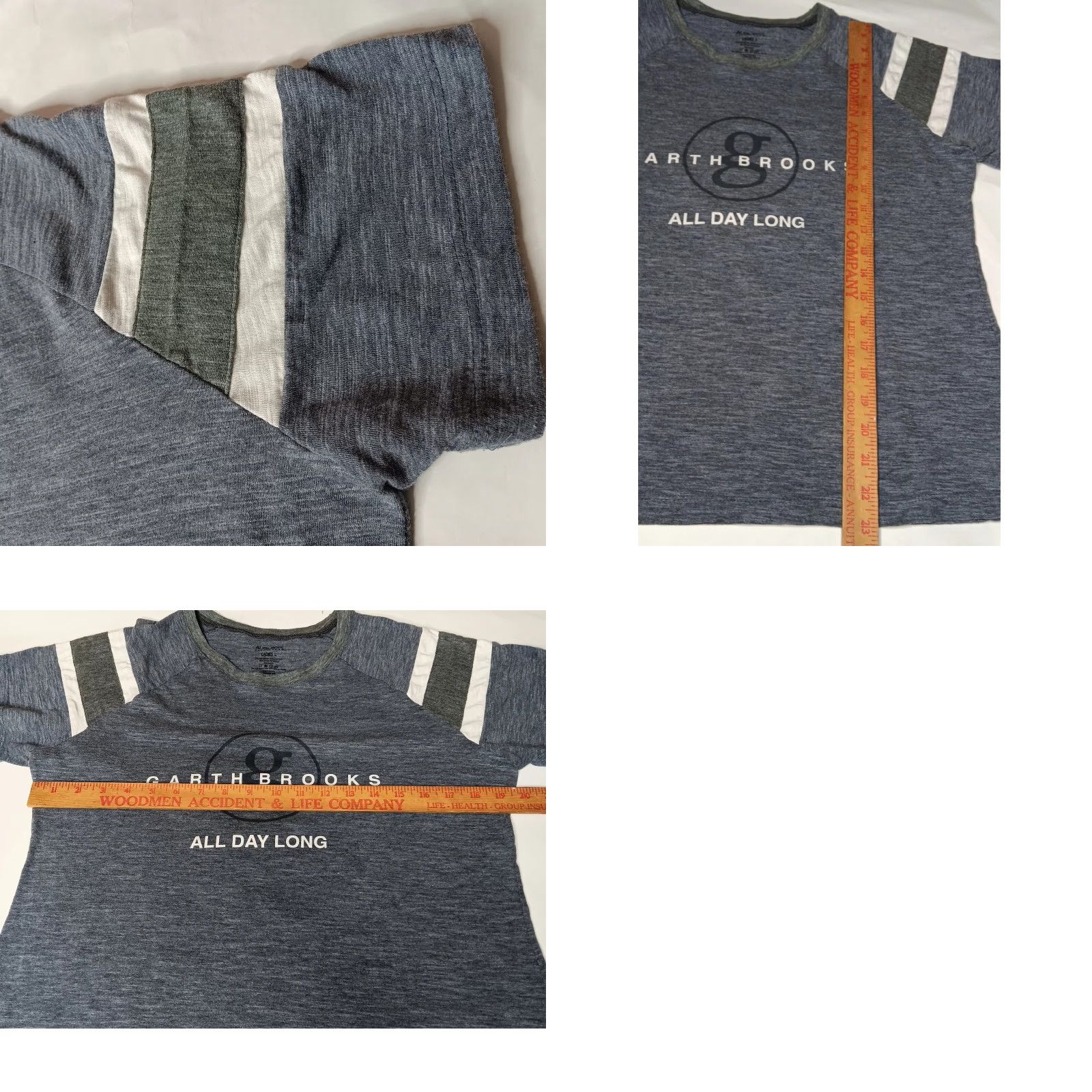 Vintage Garth Brooks All Day Long T-Shirt Augusta Women L Gray Blue Stripe Short Sleeve Round Neck Casual Pullover Country Music Shirt Size L / US 10 / IT 46 - 8 Thumbnail