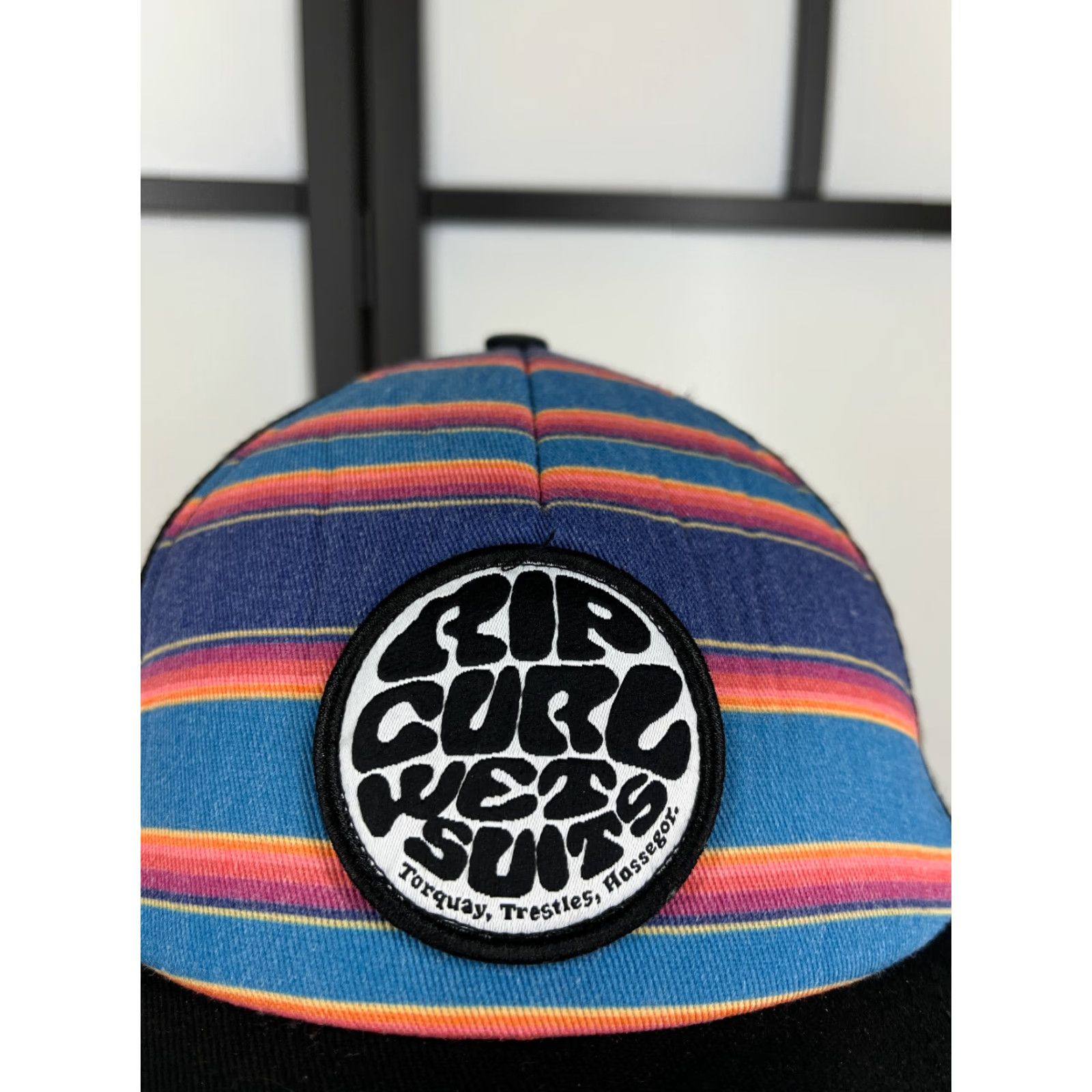 Rip Curl Rip Curl Hat Striped Blue Stripe Black Adult One Size Trucker Men Size 44L - 2 Thumbnail