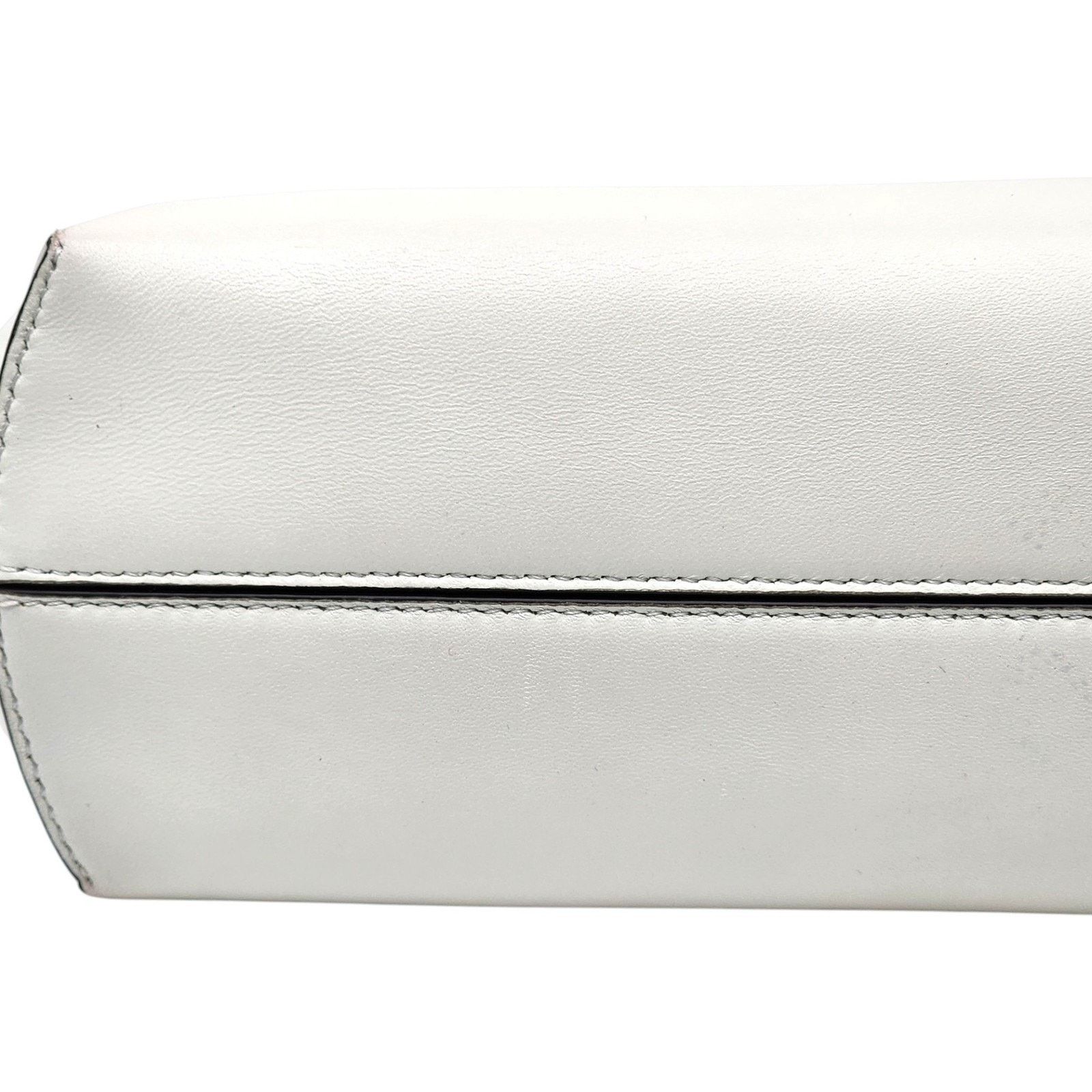 Fendi First Small White Leather Clutch Bag with Python Trim Size ONE SIZE - 8 Thumbnail
