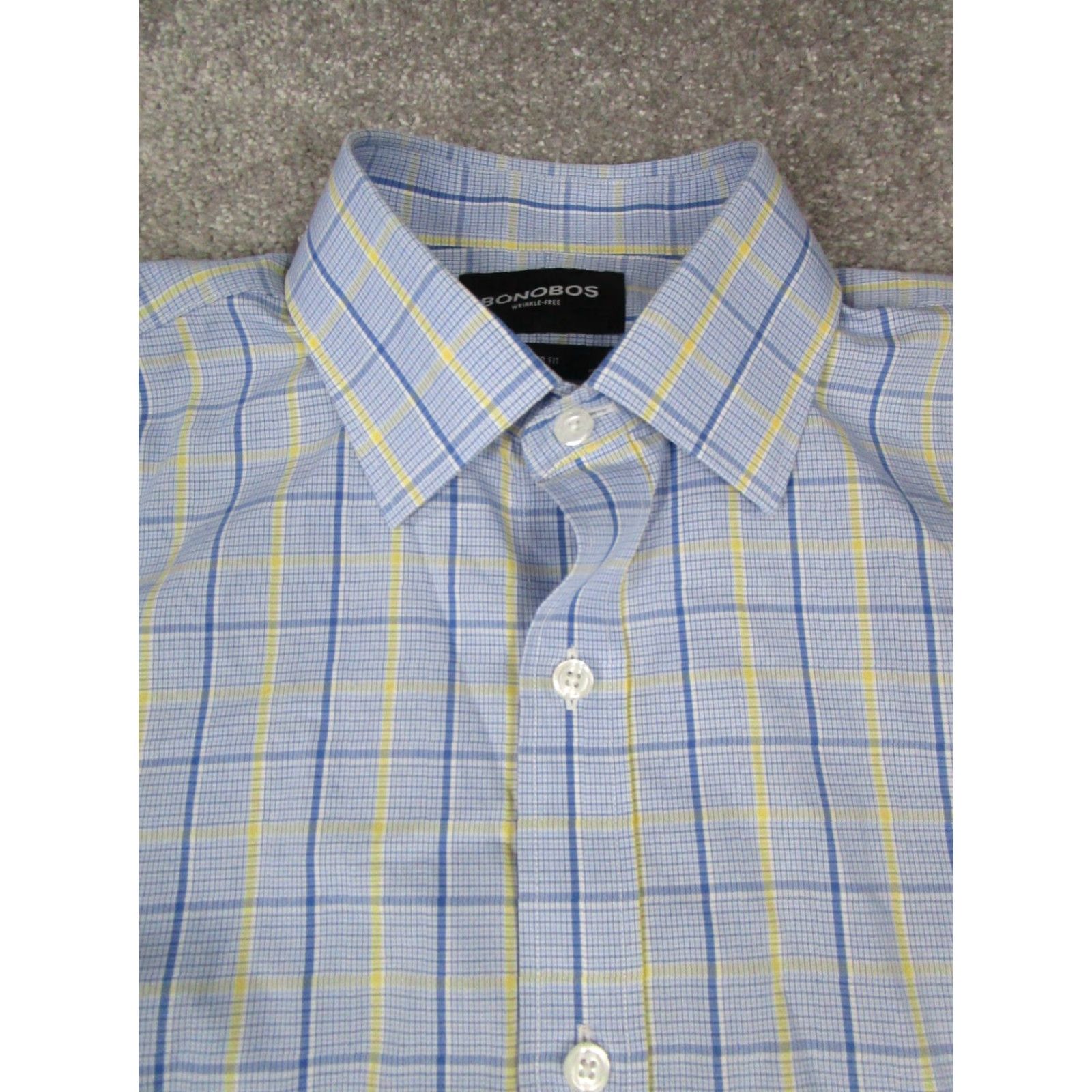 Bonobos VINTAGE Bonobos Dress Shirt Plaid Long Sleeve Mens 15.5 Blue Cotton Button-Down Size 40R - 2 Thumbnail