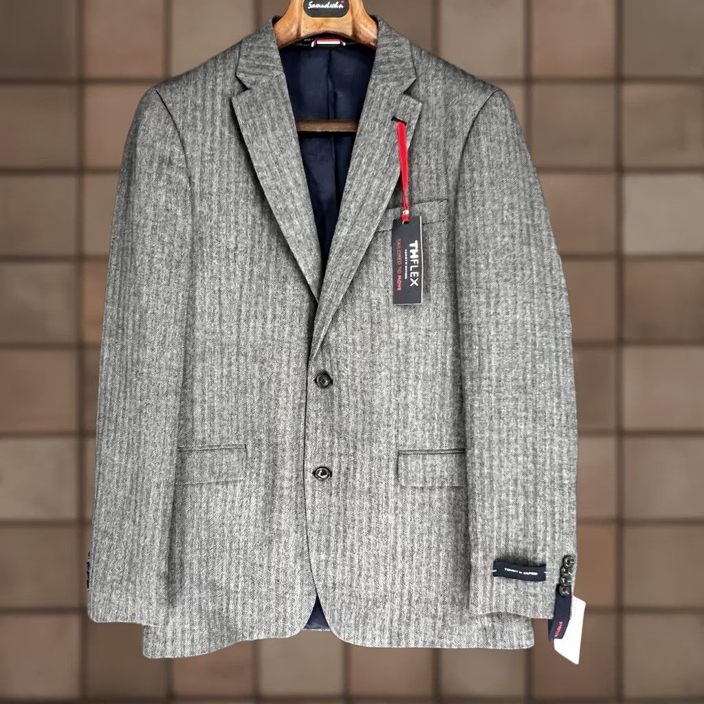 Tommy Hilfiger Tommy Hilfiger Mens TH Flex Modern Fit Solid Weave Sport Coat Gray 40L Size US XXS / EU 40 - 1 Thumbnail