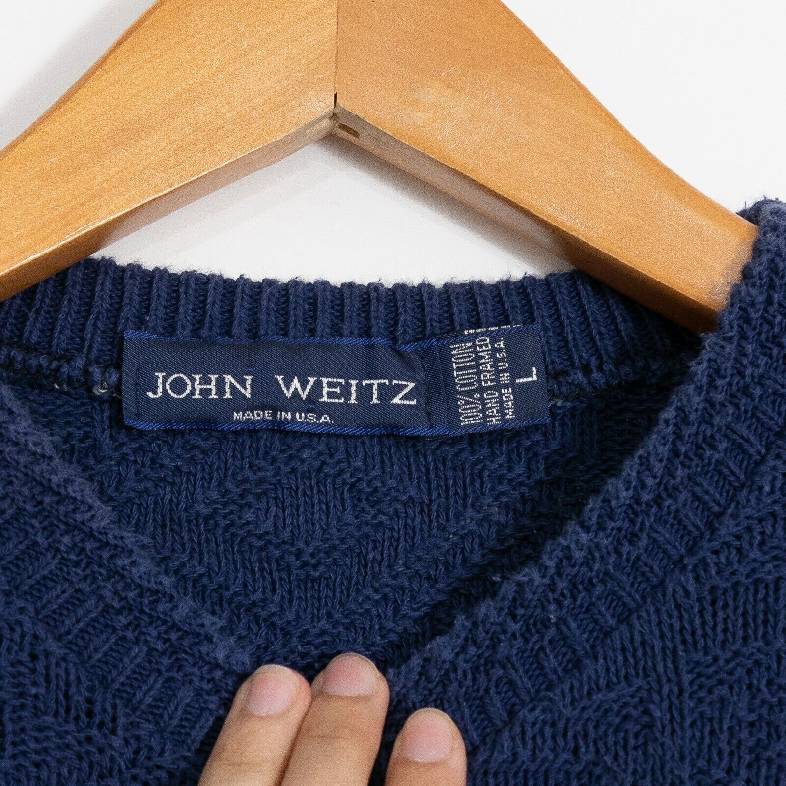 John Weitz × Vintage Vintage John Weitz Textured Cotton Knit Sweater Mens Large Size US L / EU 52-54 / 3 - 3 Thumbnail