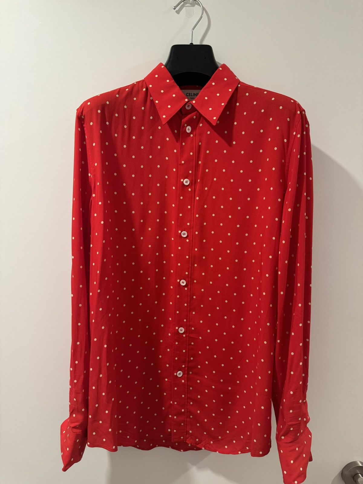 image of Celine Red Polka Dot Viscose, Men's (Size Small)