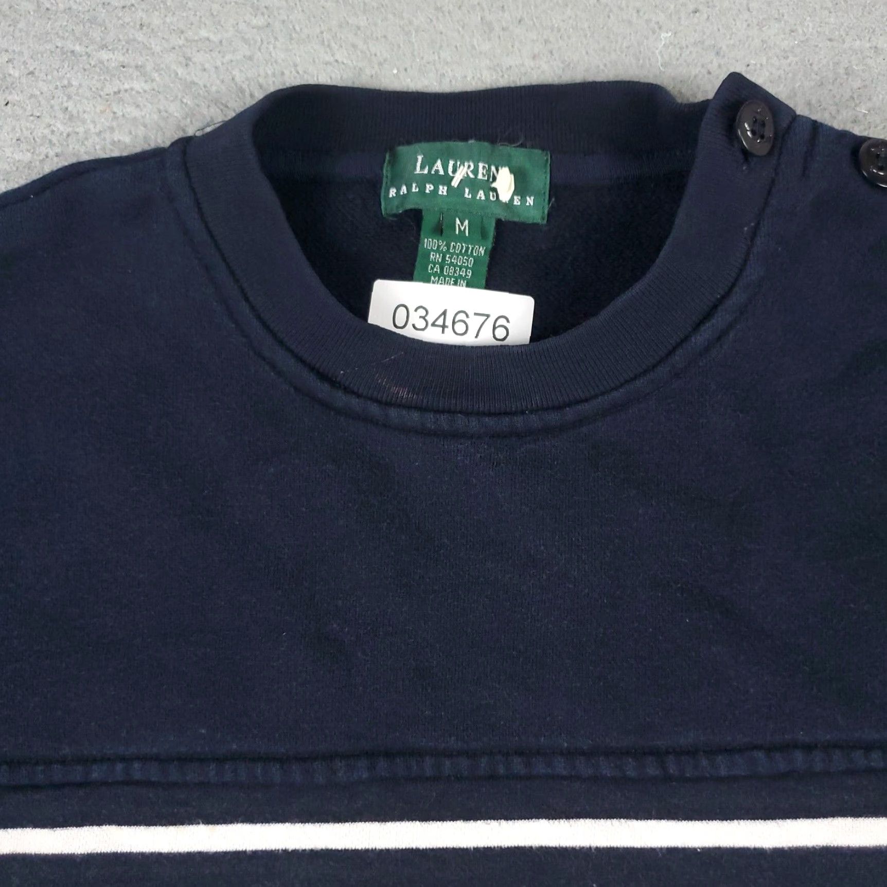Ralph Lauren VINTAGE Ralph Lauren Sweater Pullover Women’s Medium Blue Striped Cotton Modern Fall Winter Size M / US 6-8 / IT 42-44 - 2 Thumbnail