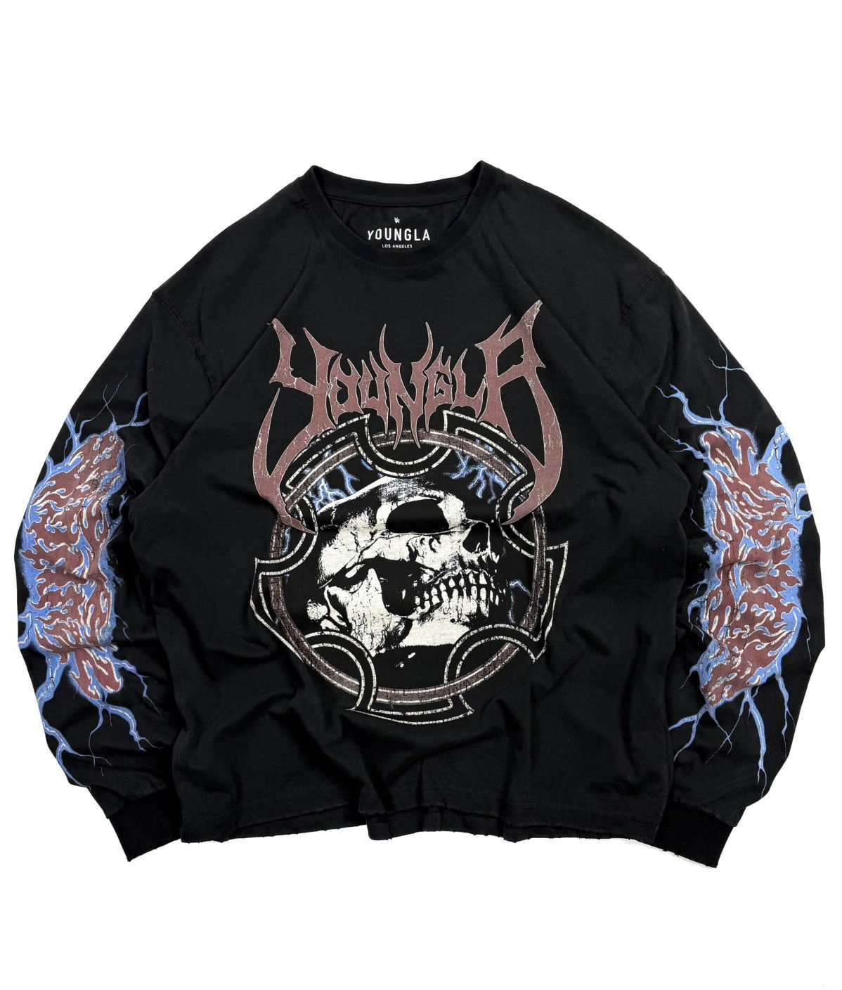 YoungLA Y2K YoungLA Skull Graphic Long Sleeve Goth Metal Streetwear Size US XL / EU 56 / 4 - 1 Thumbnail